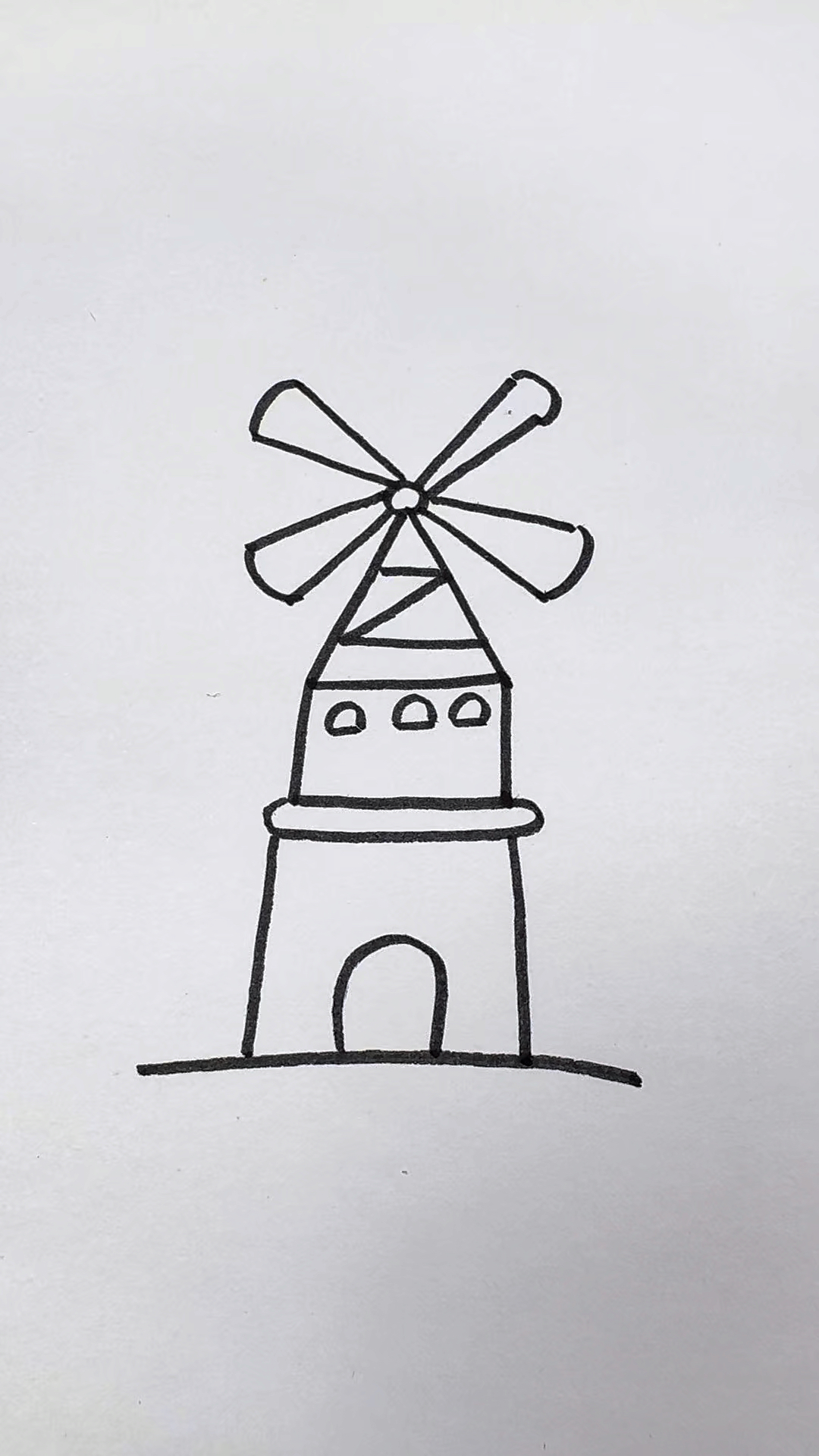 画一个风车屋,简单可爱