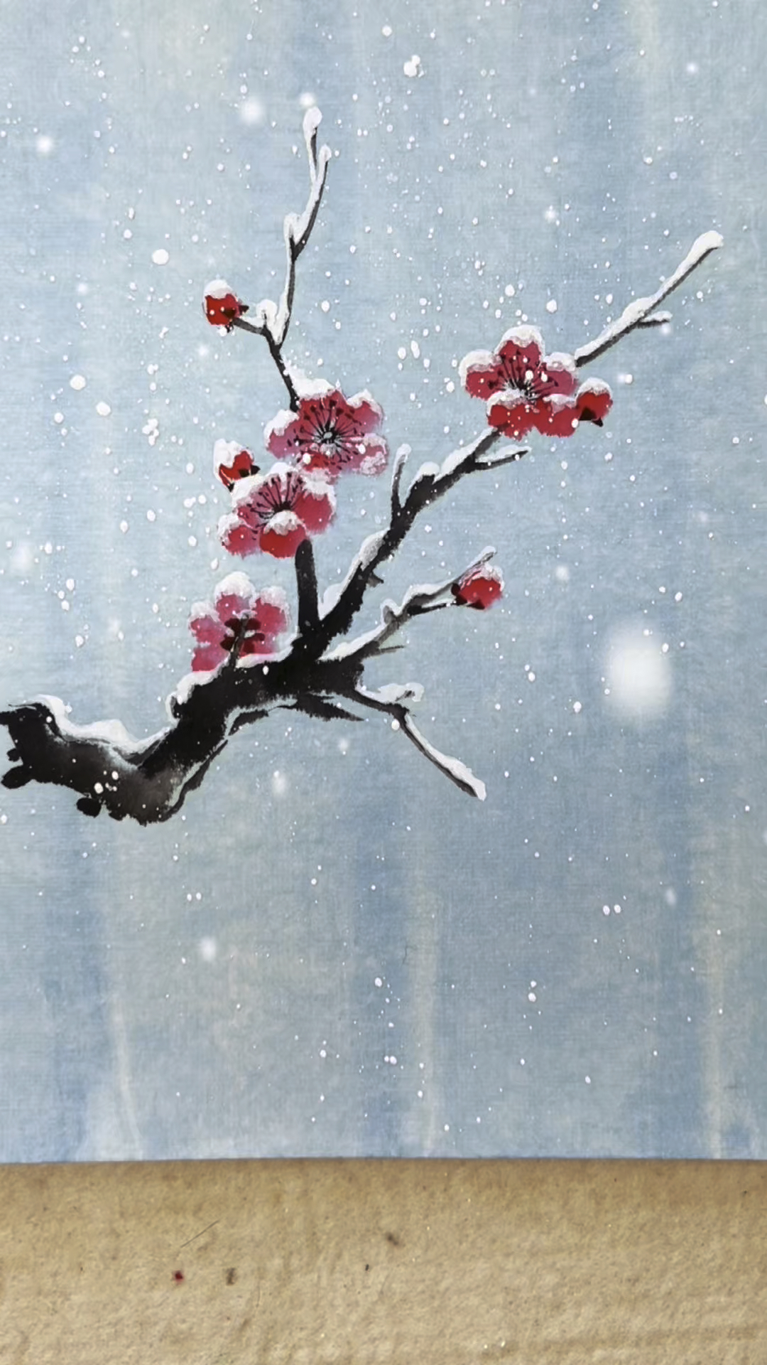 国画写意雪梅的画法