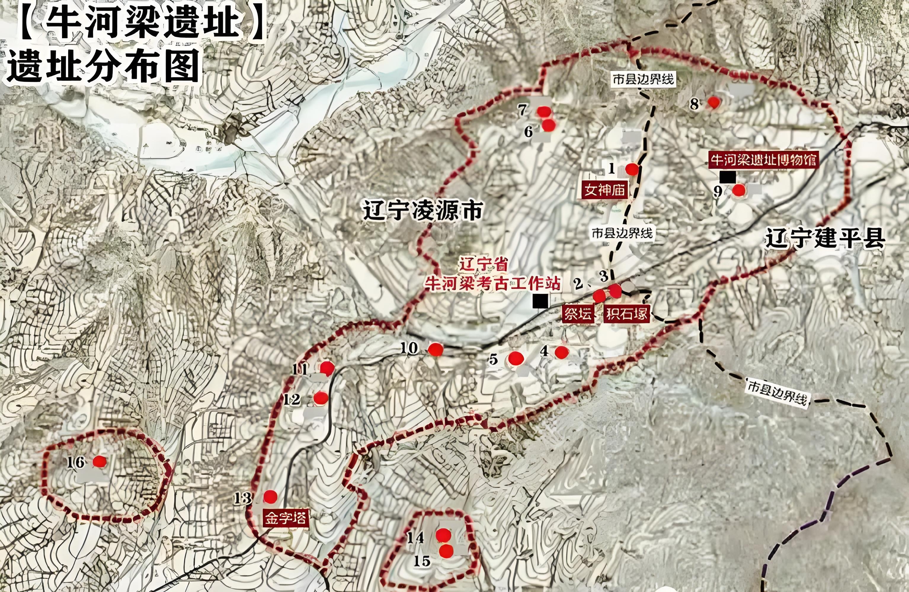 红山文化遗址分布图图片