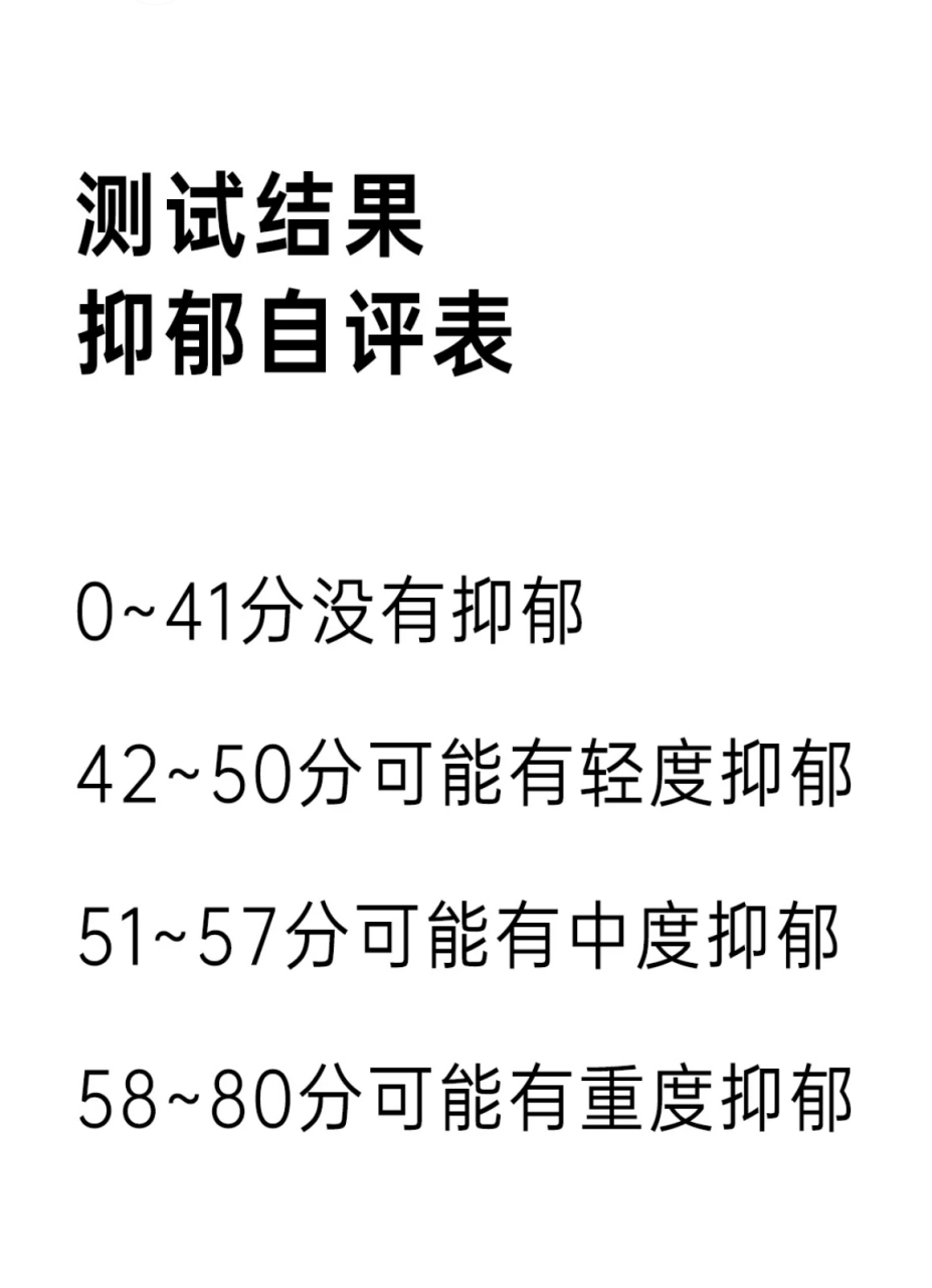 《sds抑郁自评量表》准确评定抑郁程度 真正的抑郁是装不出来的 在有