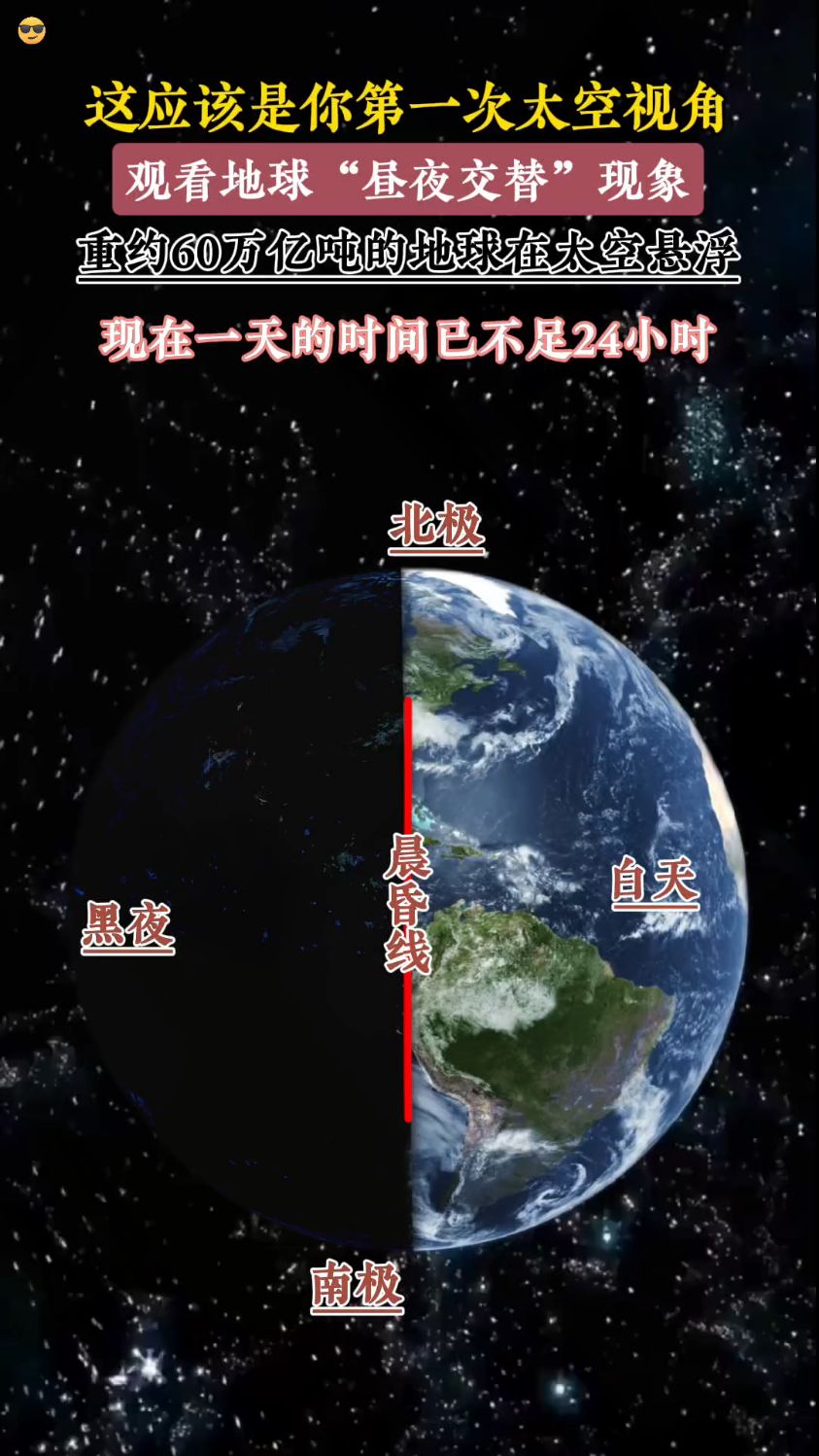 以太空视角观看地球昼夜交替现象