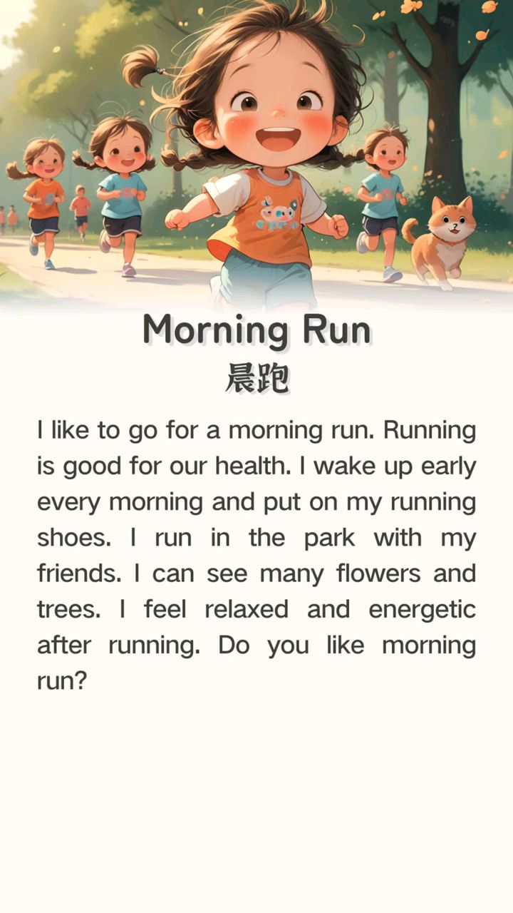 今日英语小短文 很应景哈 morning run 晨跑