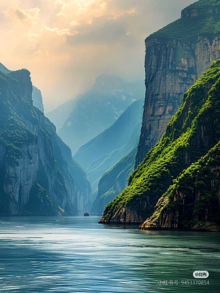 长江三峡风光旖旎,瞿塘峡雄伟险峻,夔门天下雄,似鬼斧神工.