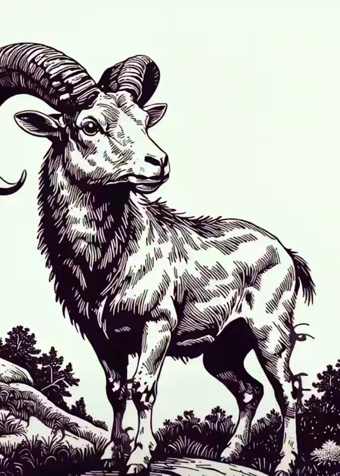 下面这张图片中竟然隐藏着三张人脸,这三张人脸就藏在这羊的身体某个