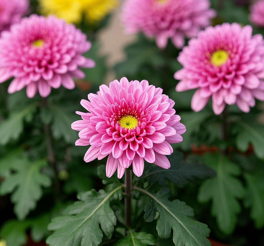 粉色的菊花, 是窗台一抹极美的风景