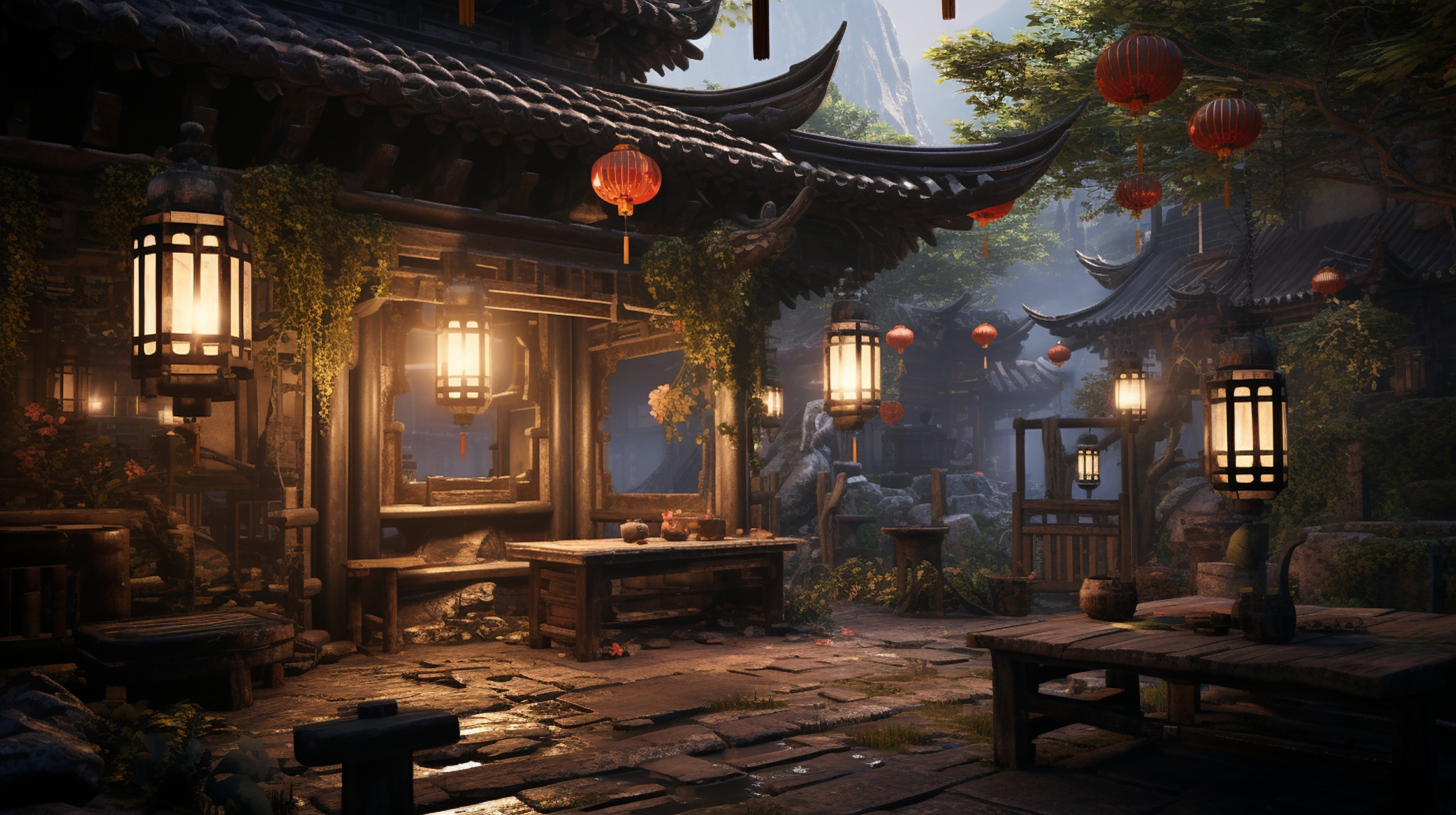 中国庭院风景#ai绘画# #场景# #庭院