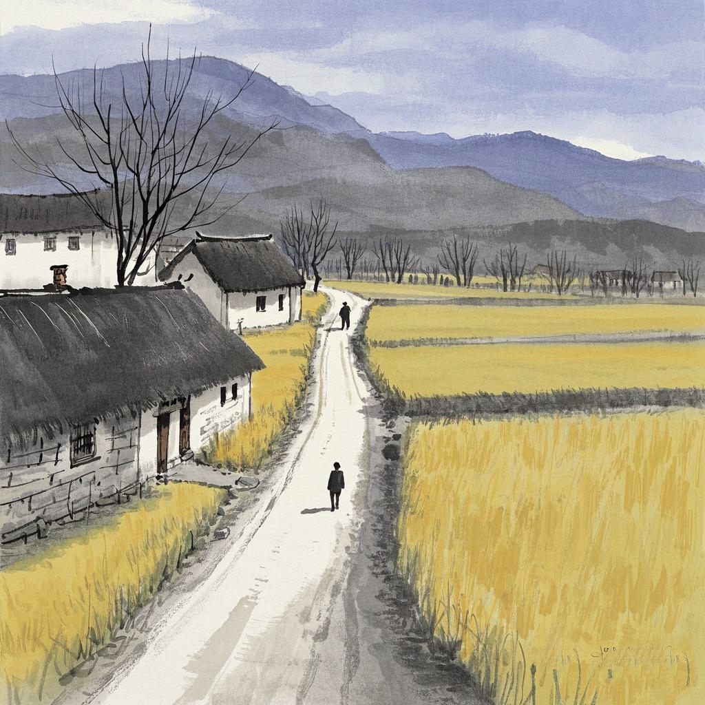 故乡的记忆 青山绿水绕村流,麦浪金波眼底收