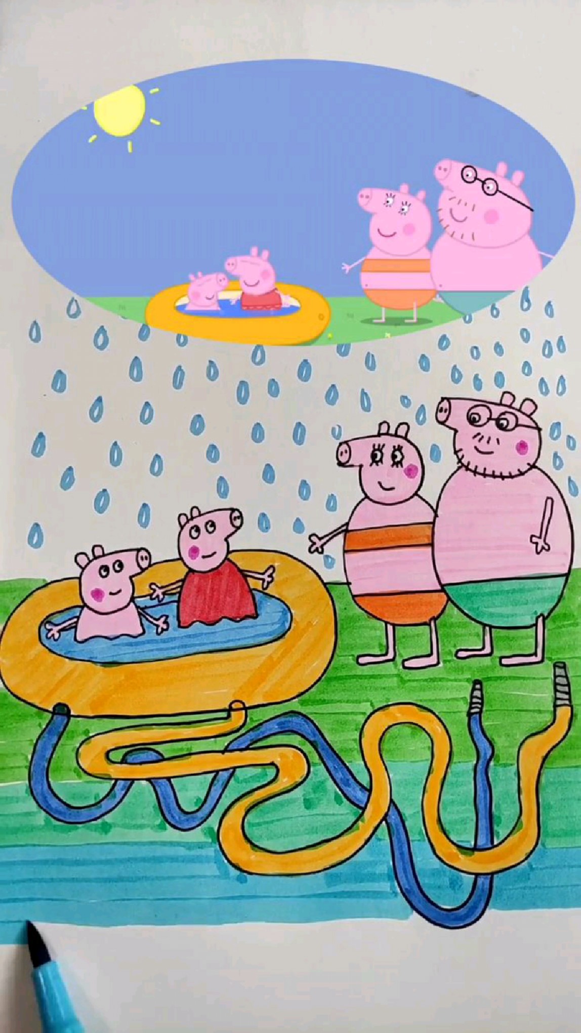 小猪佩奇一家人简笔画