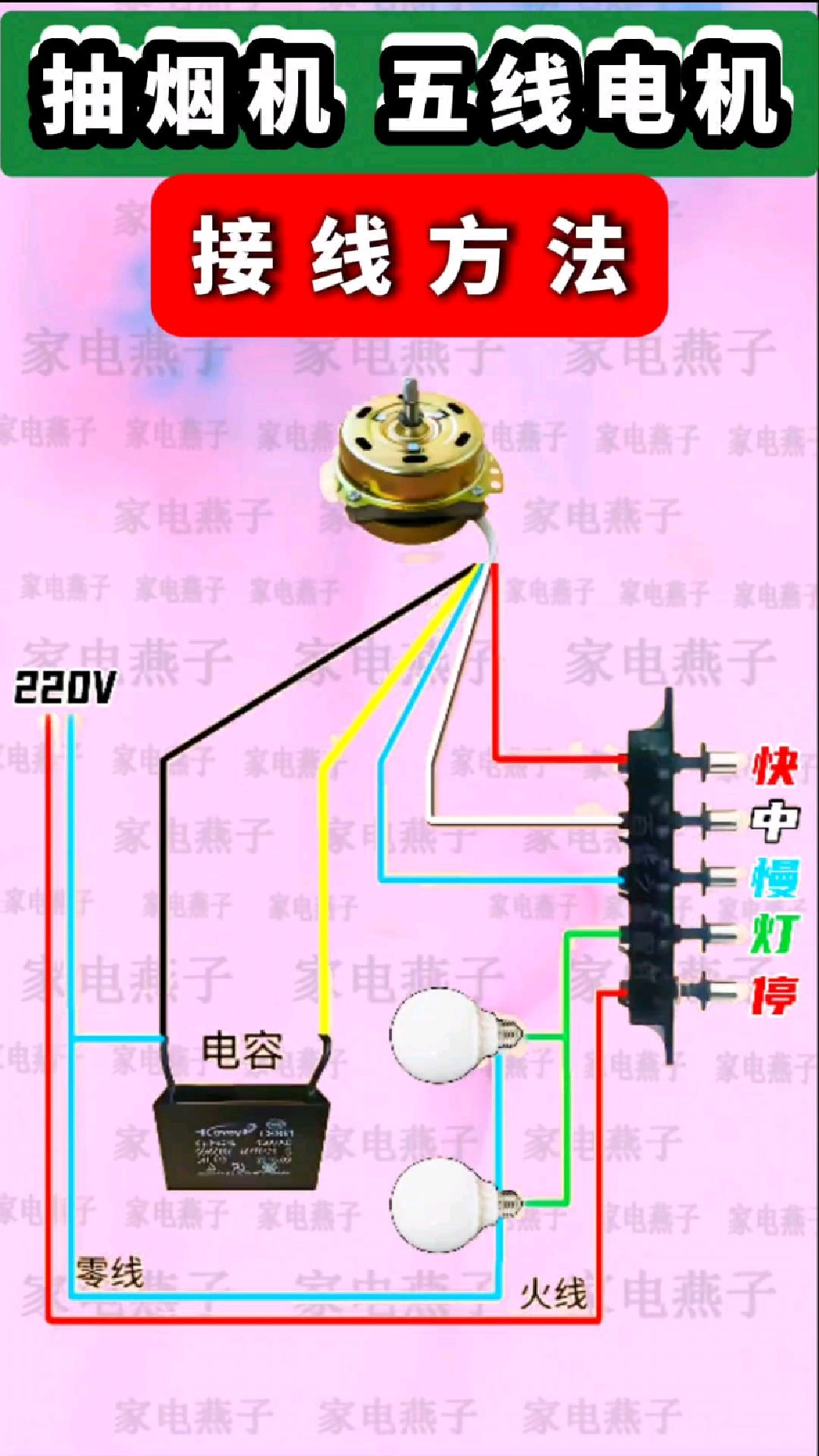 五线抽油烟机接线图图片