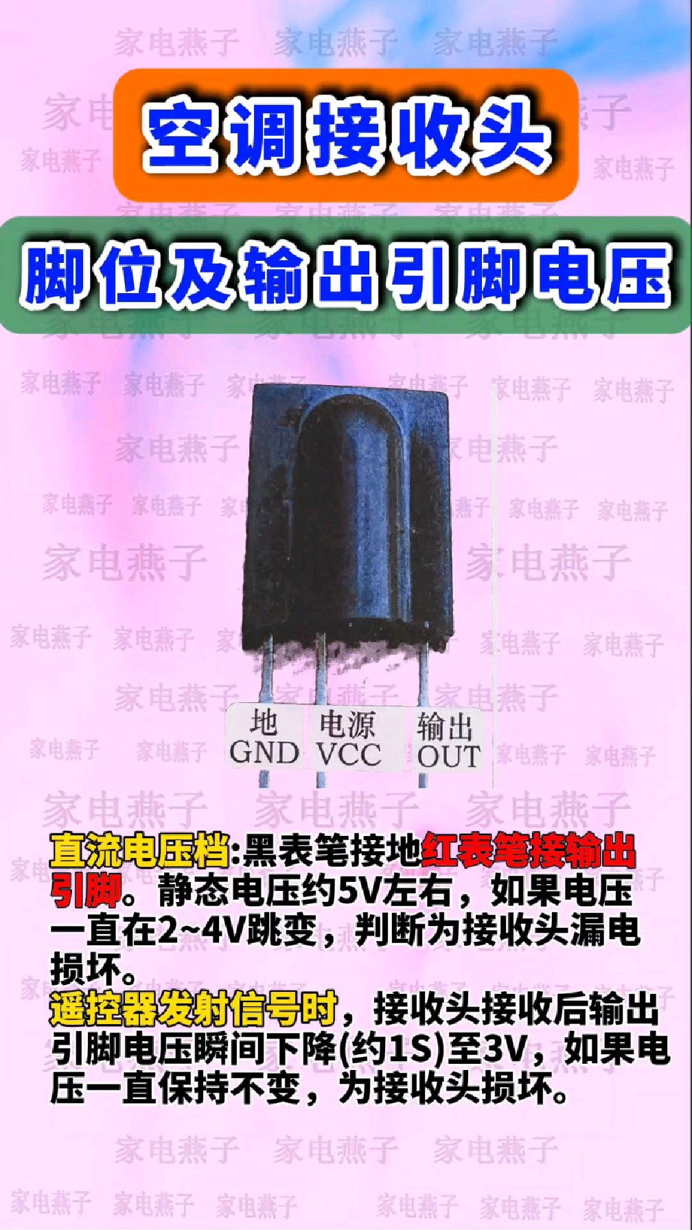 换空调接收头必看懂这个,接收头的认识及脚位
