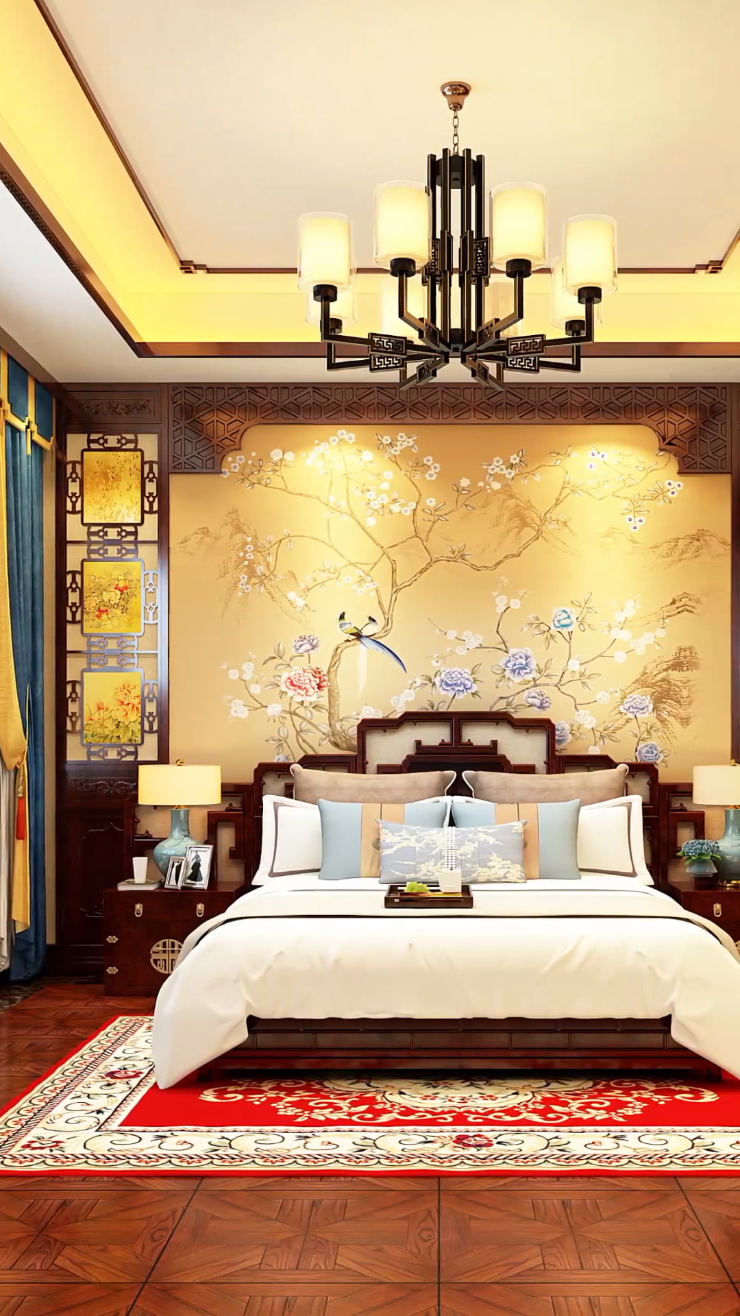 大宅装修还得是中式风,卧室设计成这样谁能不爱呢?