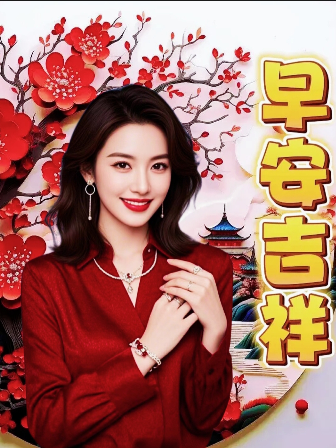早安吉祥端午节美女早安问候图简单日子悠悠过,知足心中常欢笑