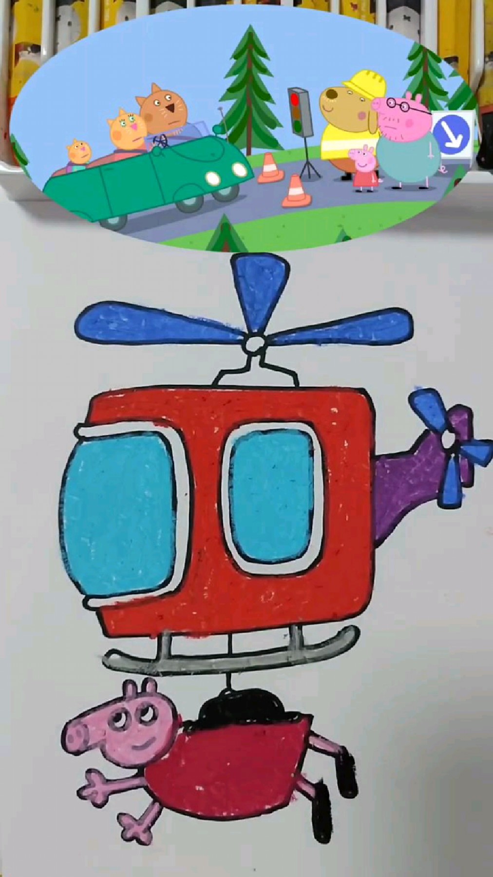 小猪佩奇和飞机简笔画