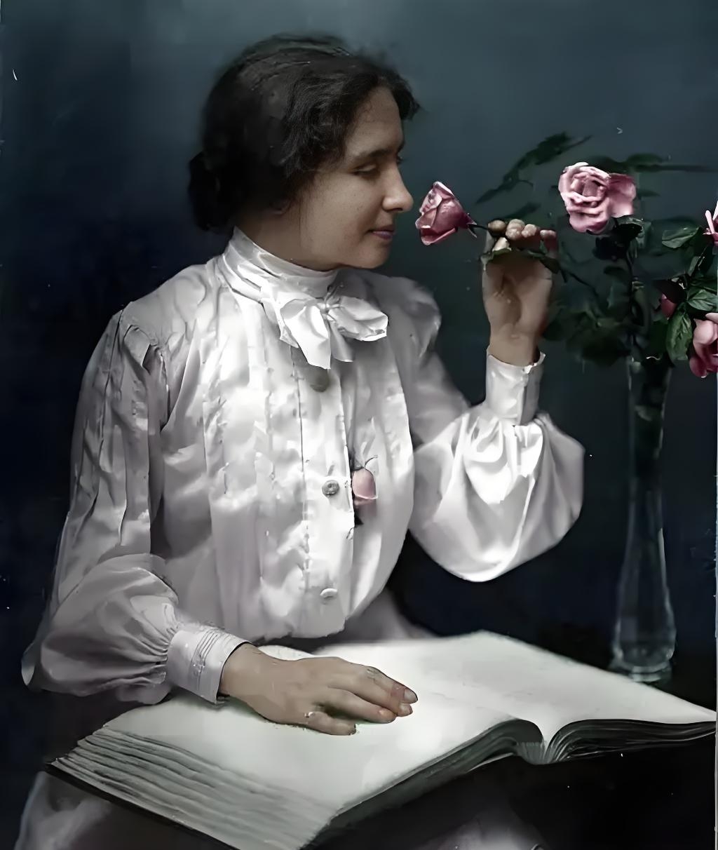 但她在导师安妮·莎莉文的耐心教导下,凭借着顽强的