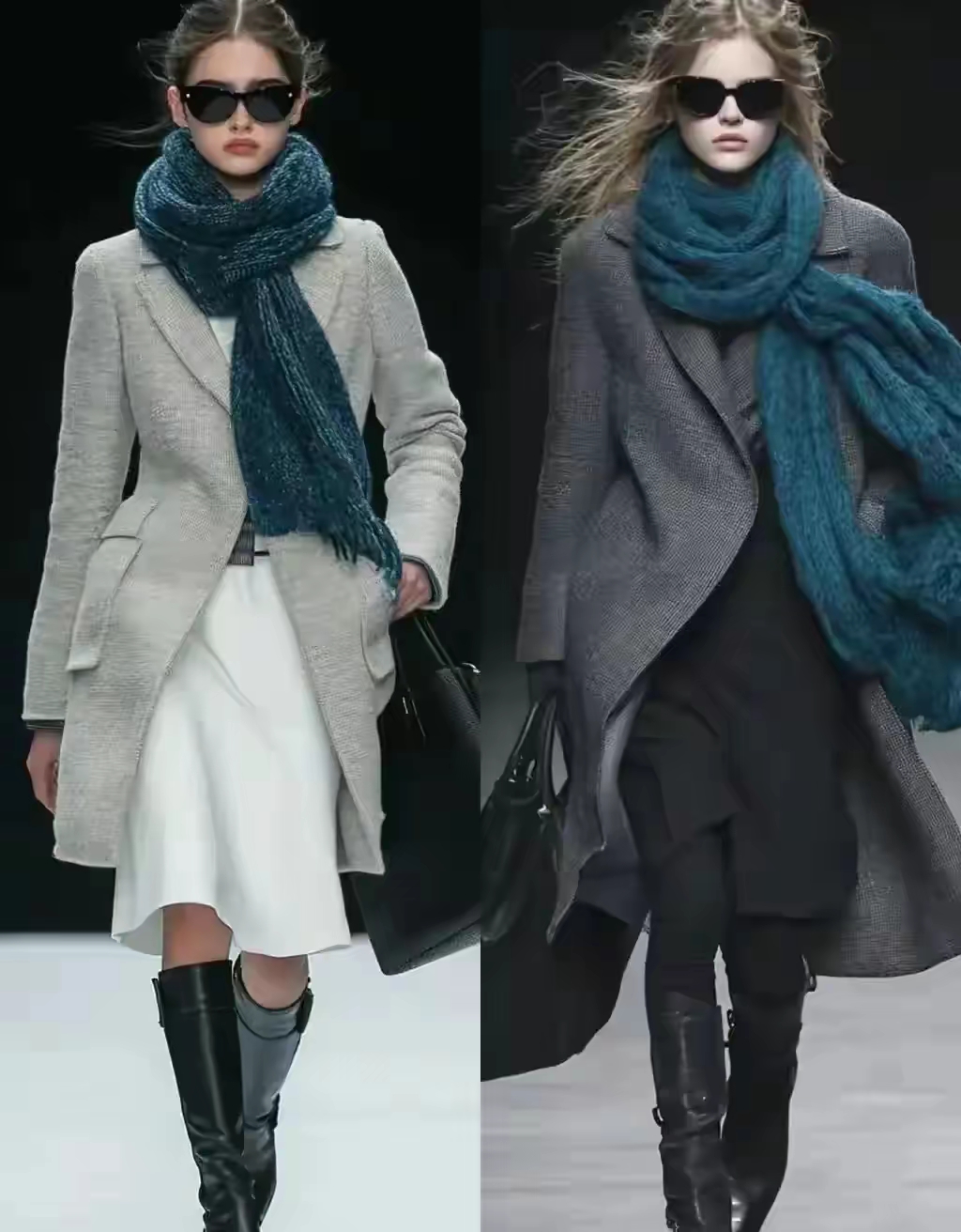 服装模特穿搭无彩色服装搭配图片服装特模有彩色搭配无彩色双人1312年