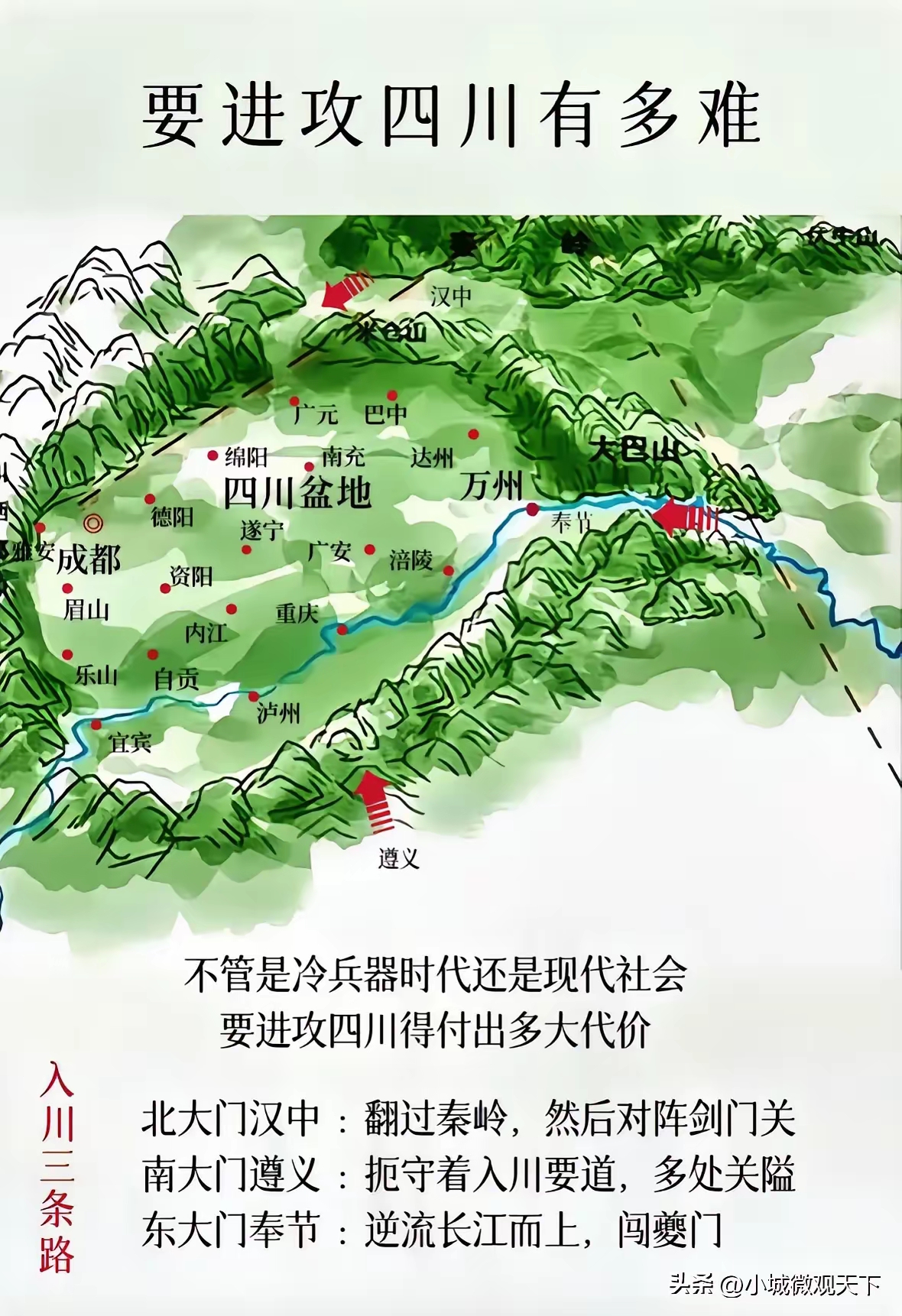 四周都是高大雄伟的山脉,中间为富饶的四川盆地