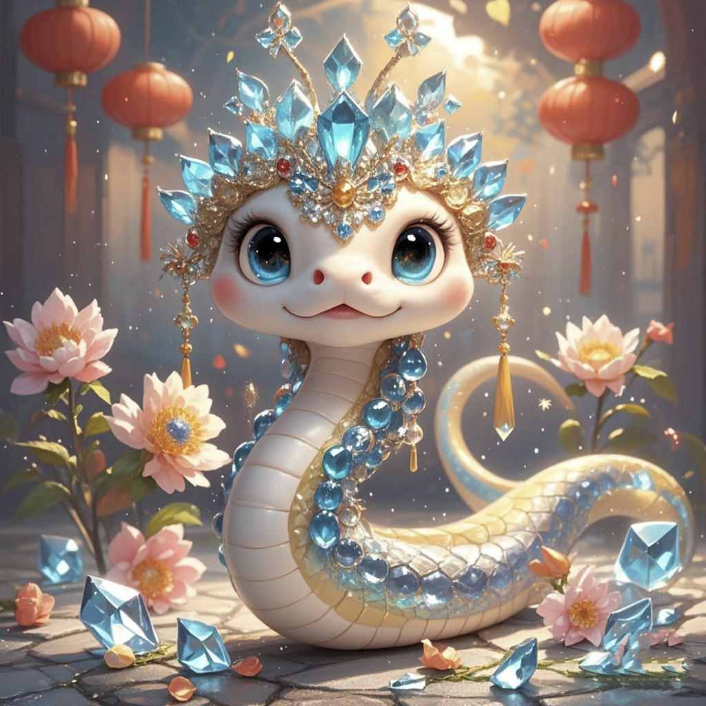 水晶蛇头像第五弹来啦, 萌冠小蛇,好运爆棚