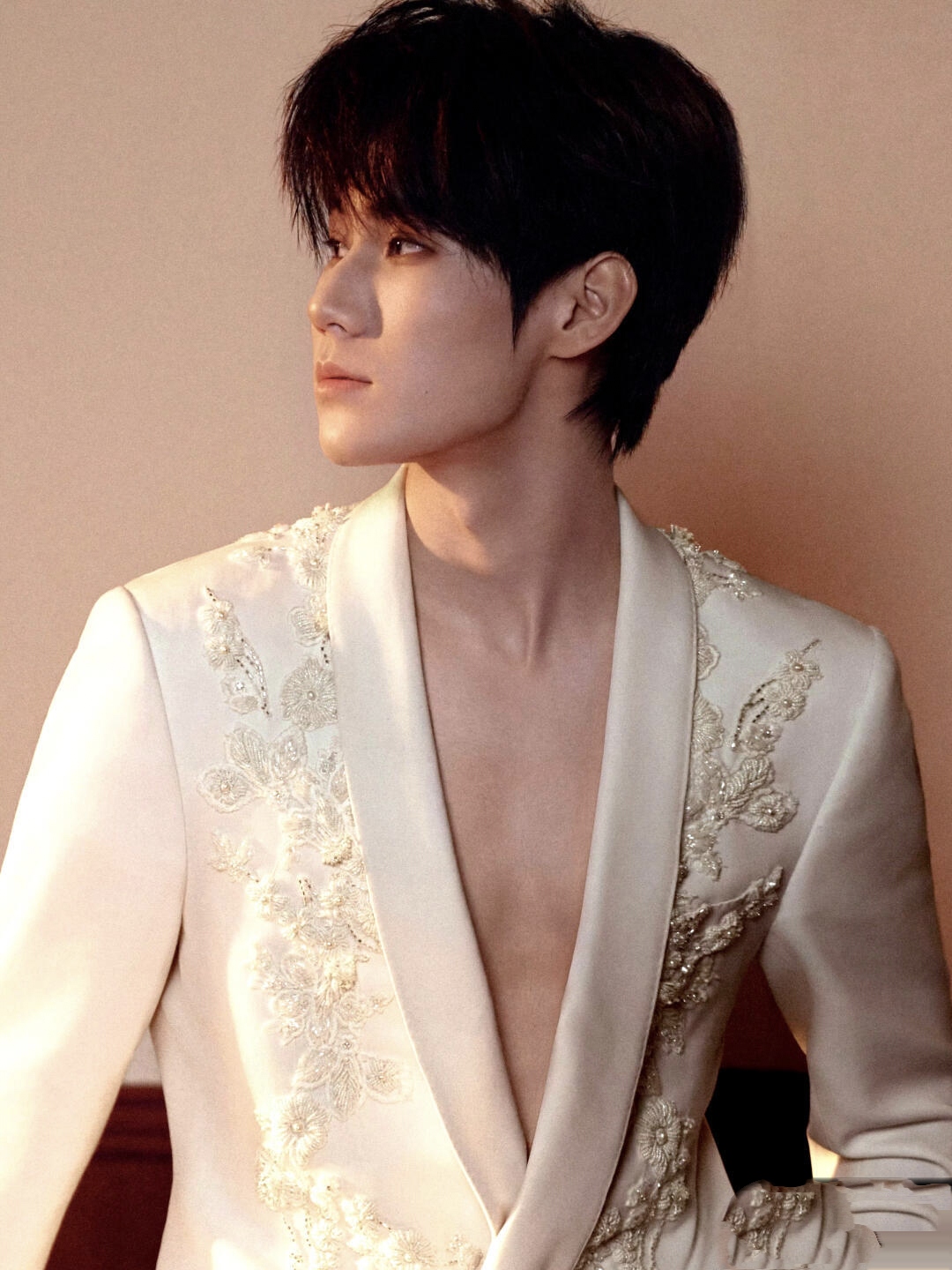 张真源的深v造型实在让人感叹,他的气质与大胆的风格完美结合,这种