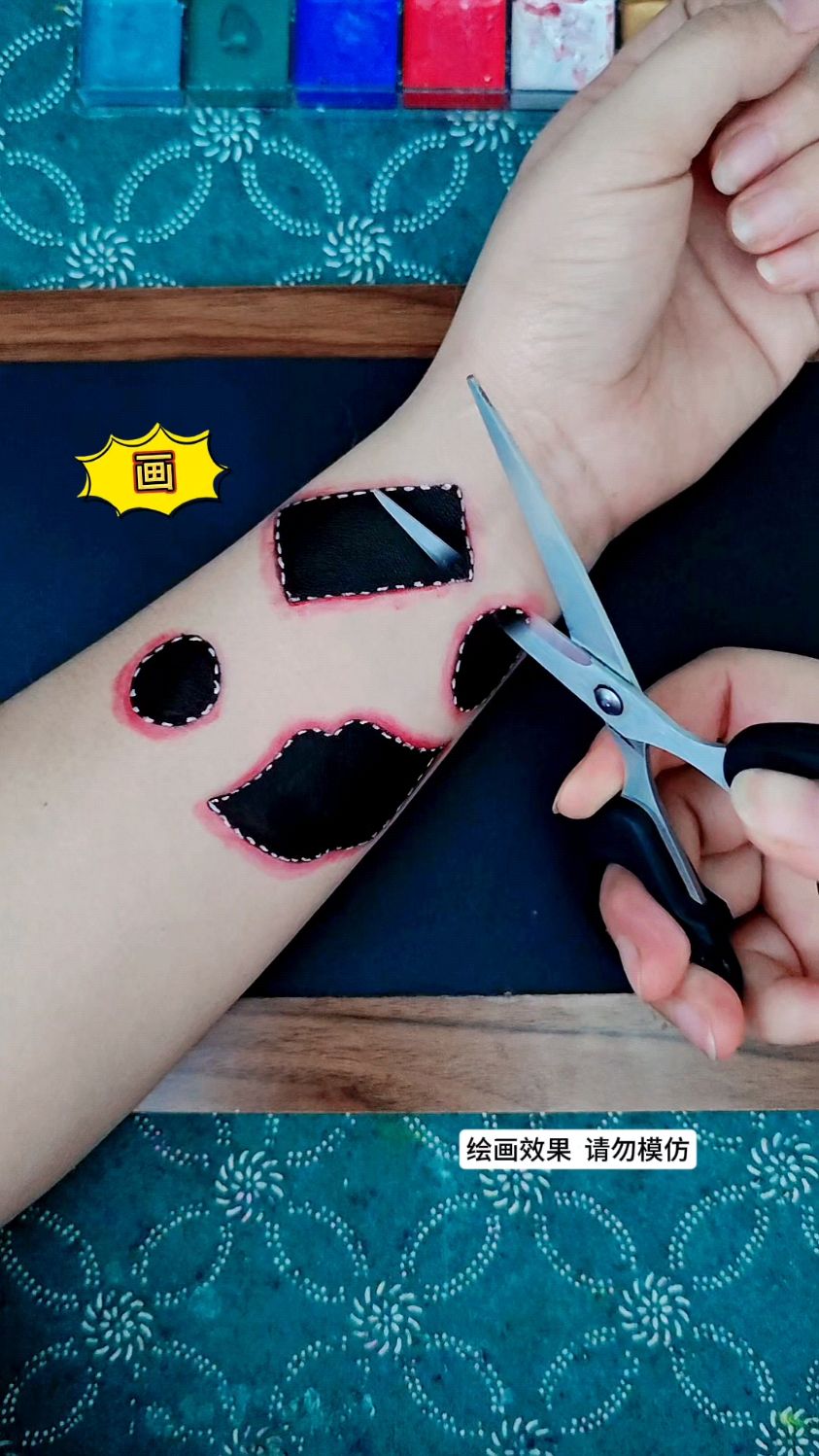 5毫米吗#学生党 #手绘 #画伤口#整蛊 #特效
