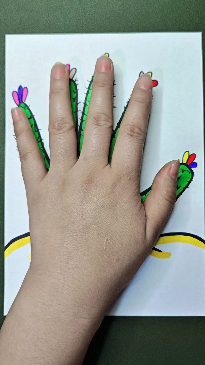 手掌画仙人简笔画教程