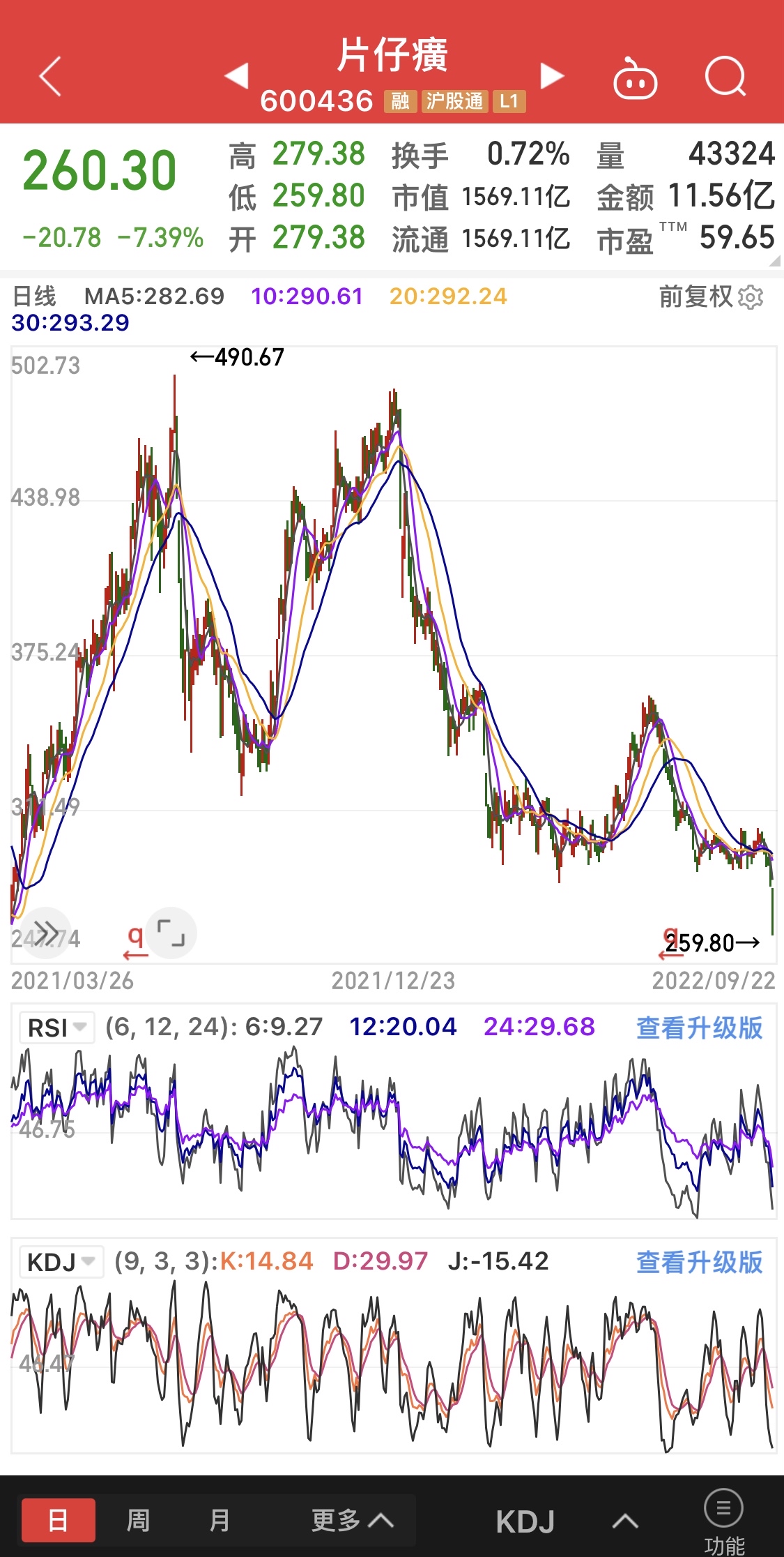 片仔癀股票图片