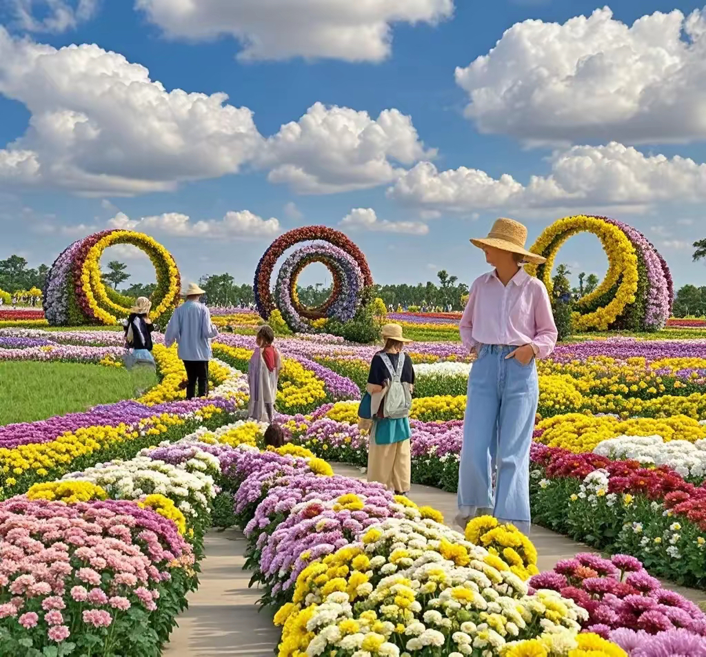 那一片菊花海,如绚丽画卷般铺展,美不胜收
