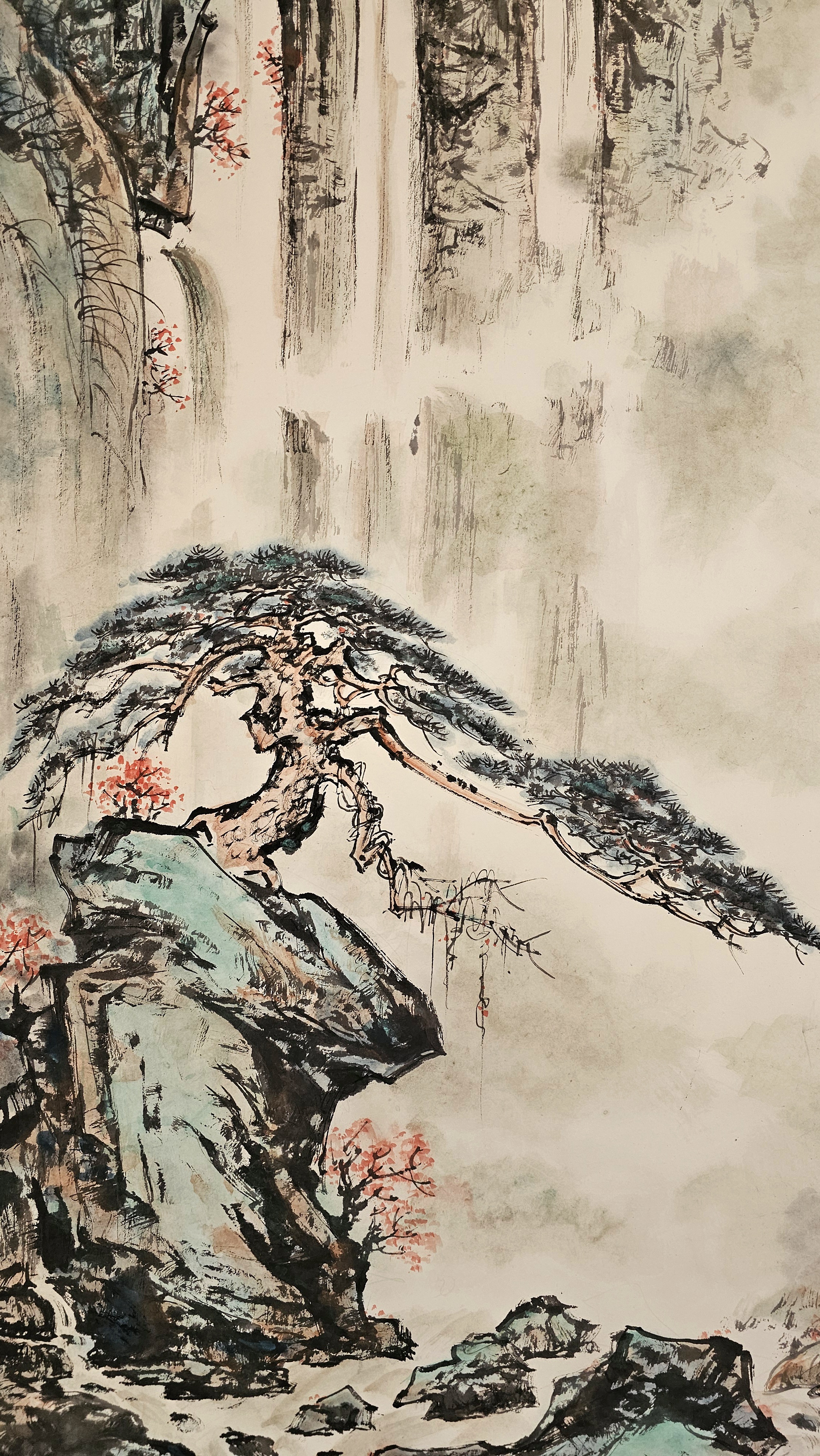 《观瀑图》它壮观如天河倒挂, 细腻若珠帘轻垂, 飞瀑流水奏响乐章, 引