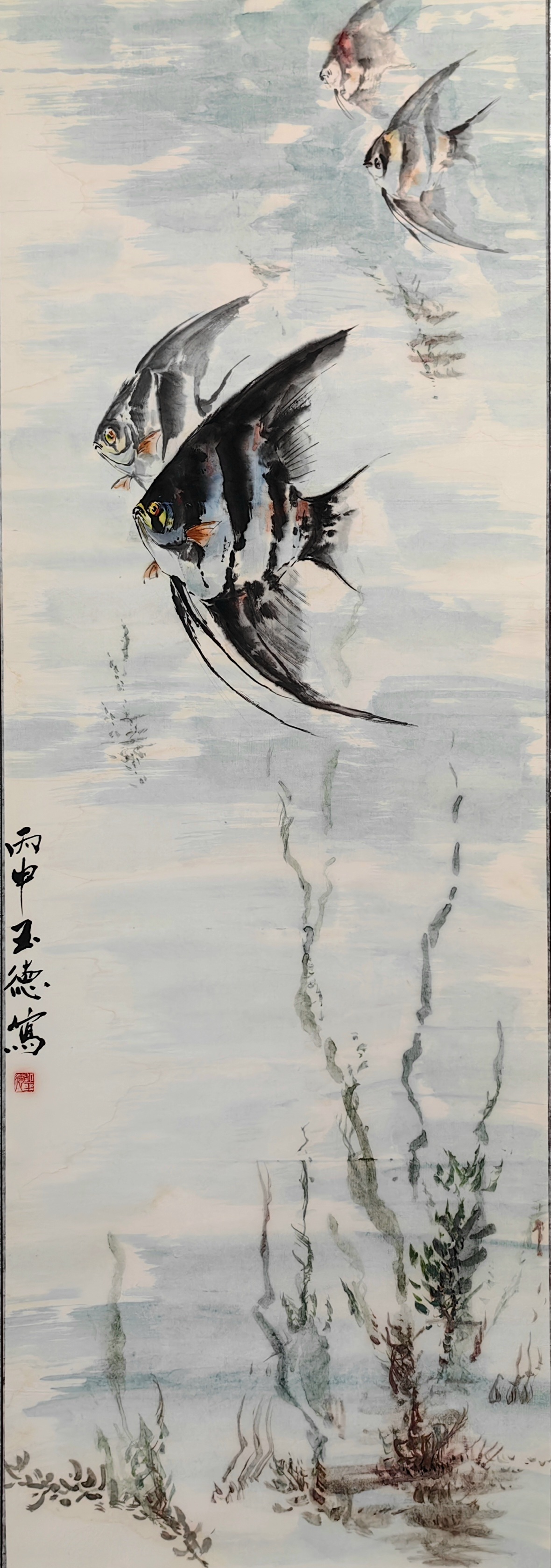 《眼似真珠鳞似金,时时动浪出还沈》神仙鱼国画小写意