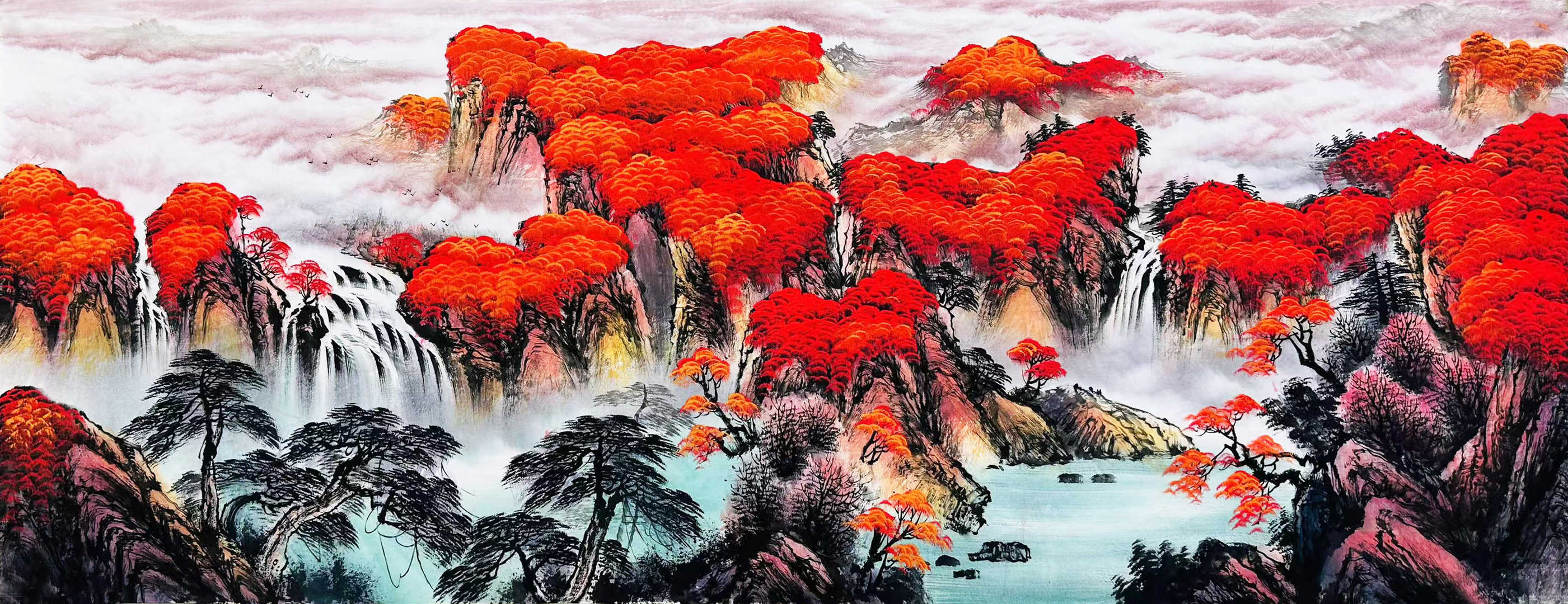 一幅鸿运当头请大家欣赏,尺寸180*69cm,喜欢的朋友微我结缘 柳莉