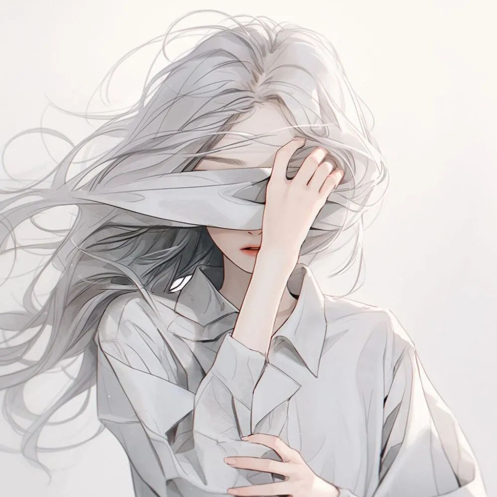 二次元动漫白发女生头像