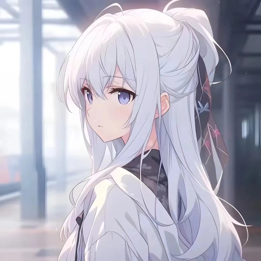 二次元动漫白发女生头像