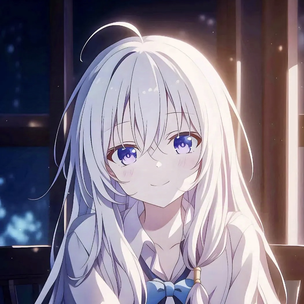 二次元动漫白发女生头像