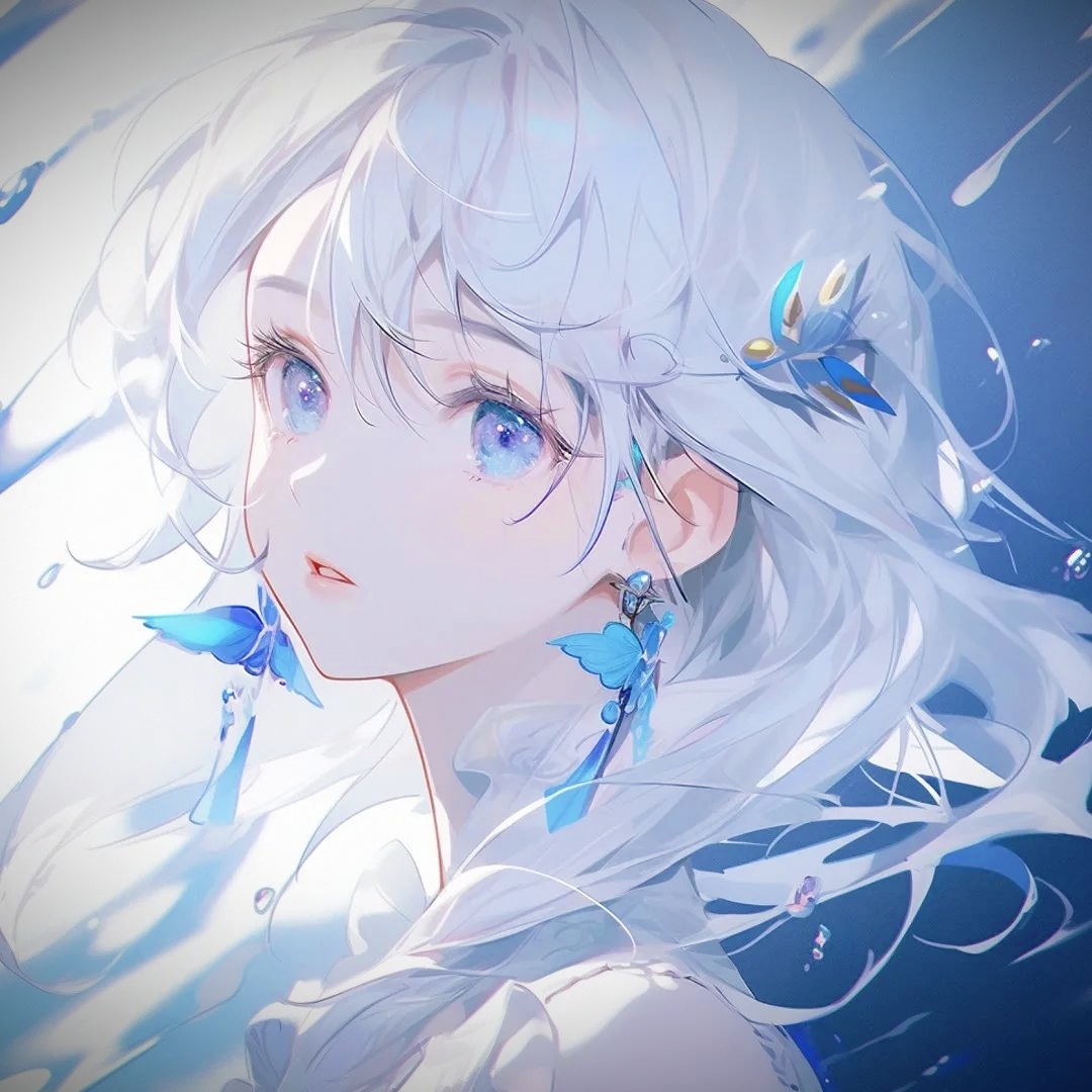 二次元动漫白发女生头像