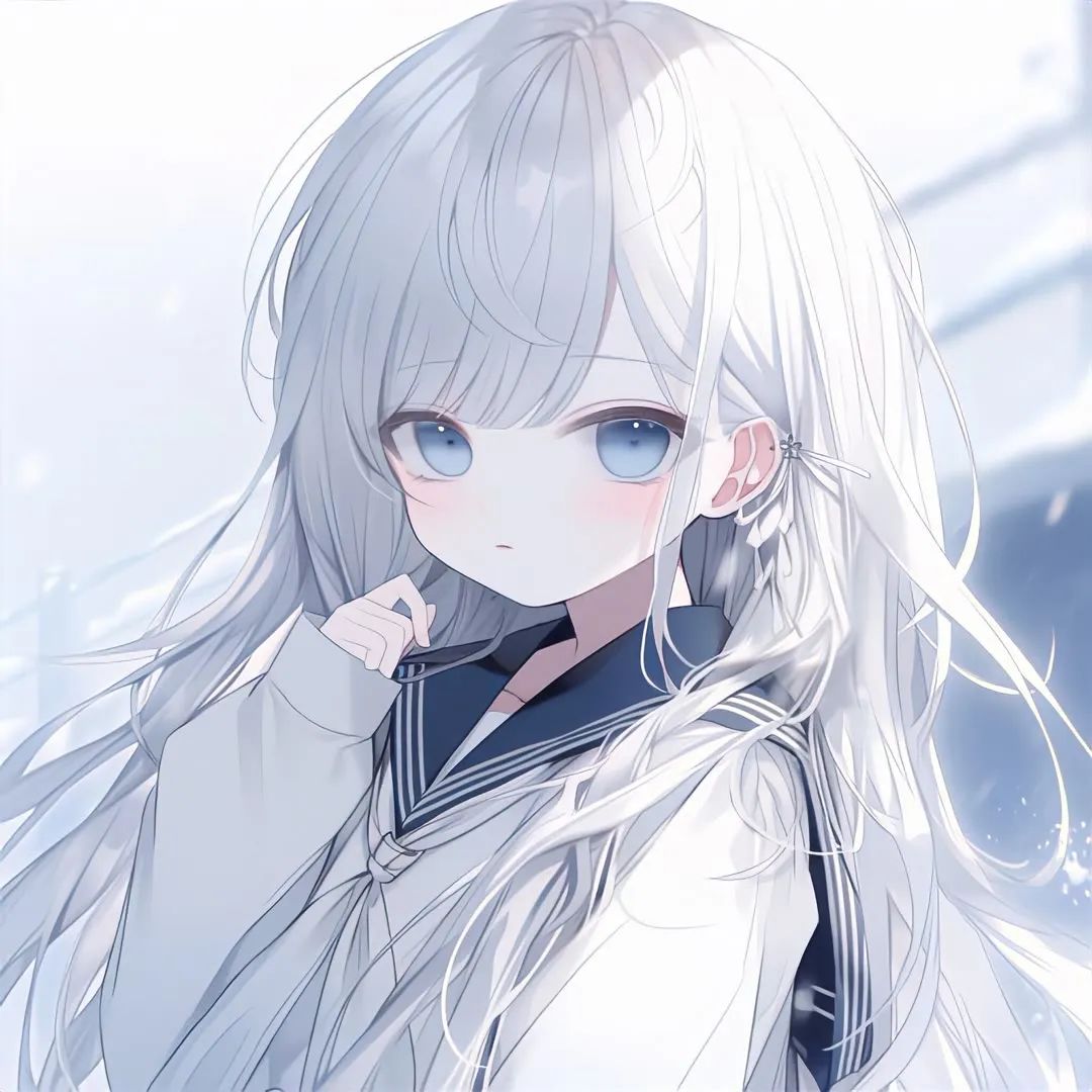 二次元动漫白发女生头像