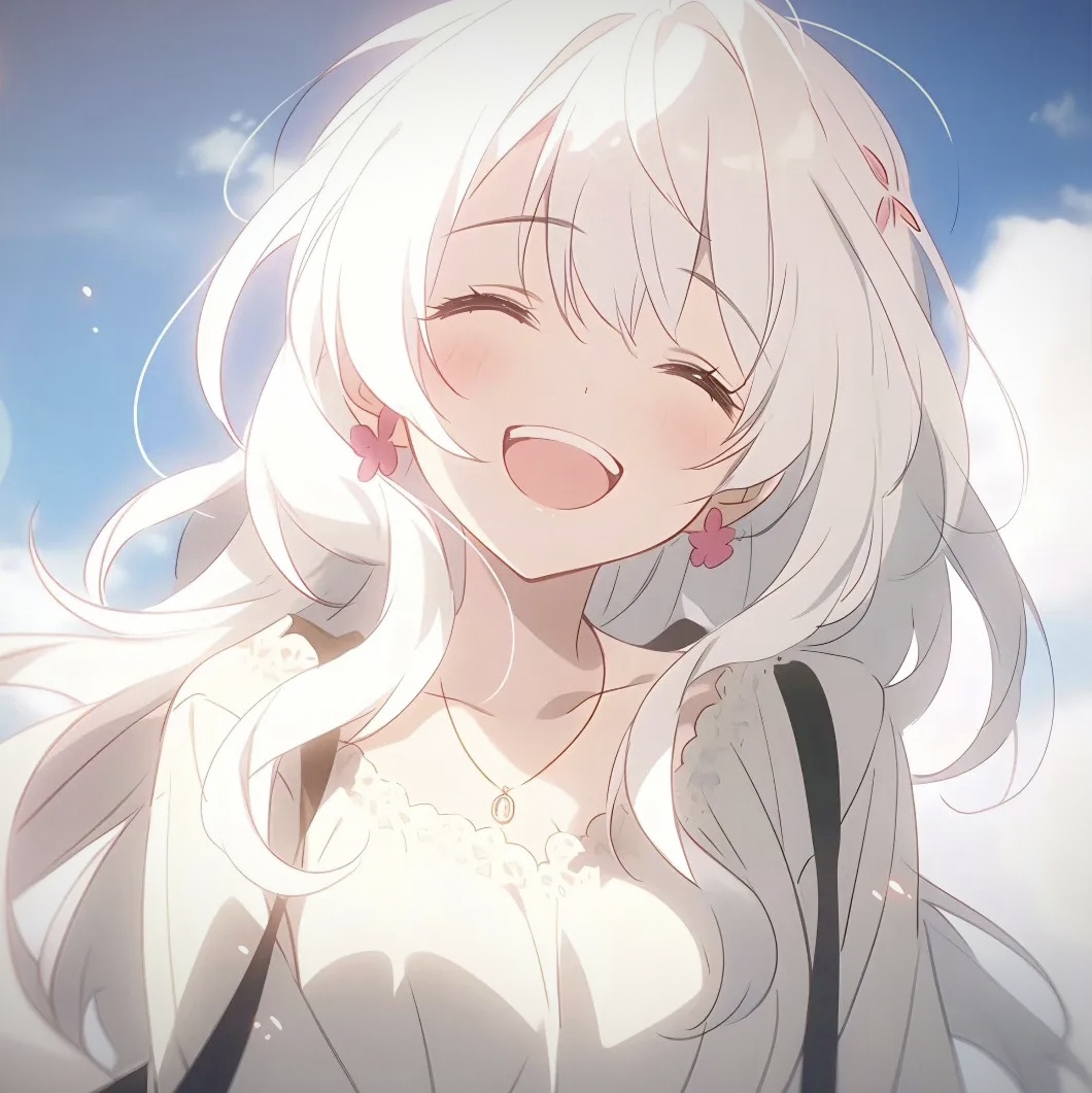 二次元动漫白发女生头像