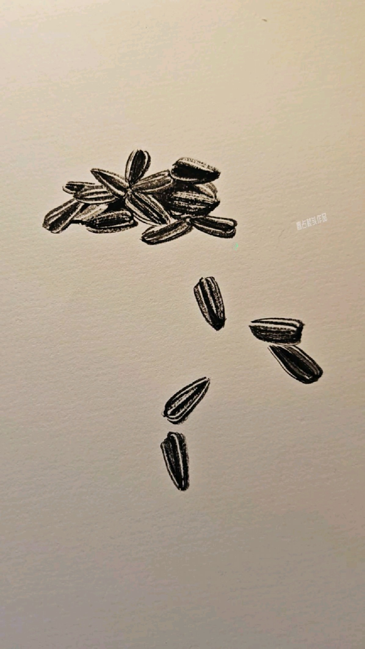 开叉的毛笔画葵花籽,一看就会!