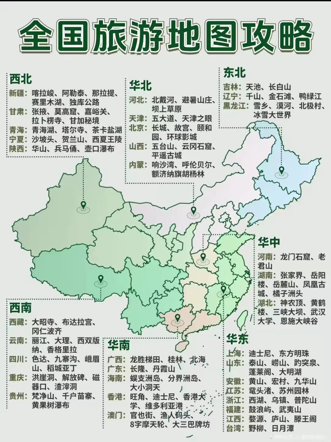 全国旅游景点地图 全国热门旅游景点一览