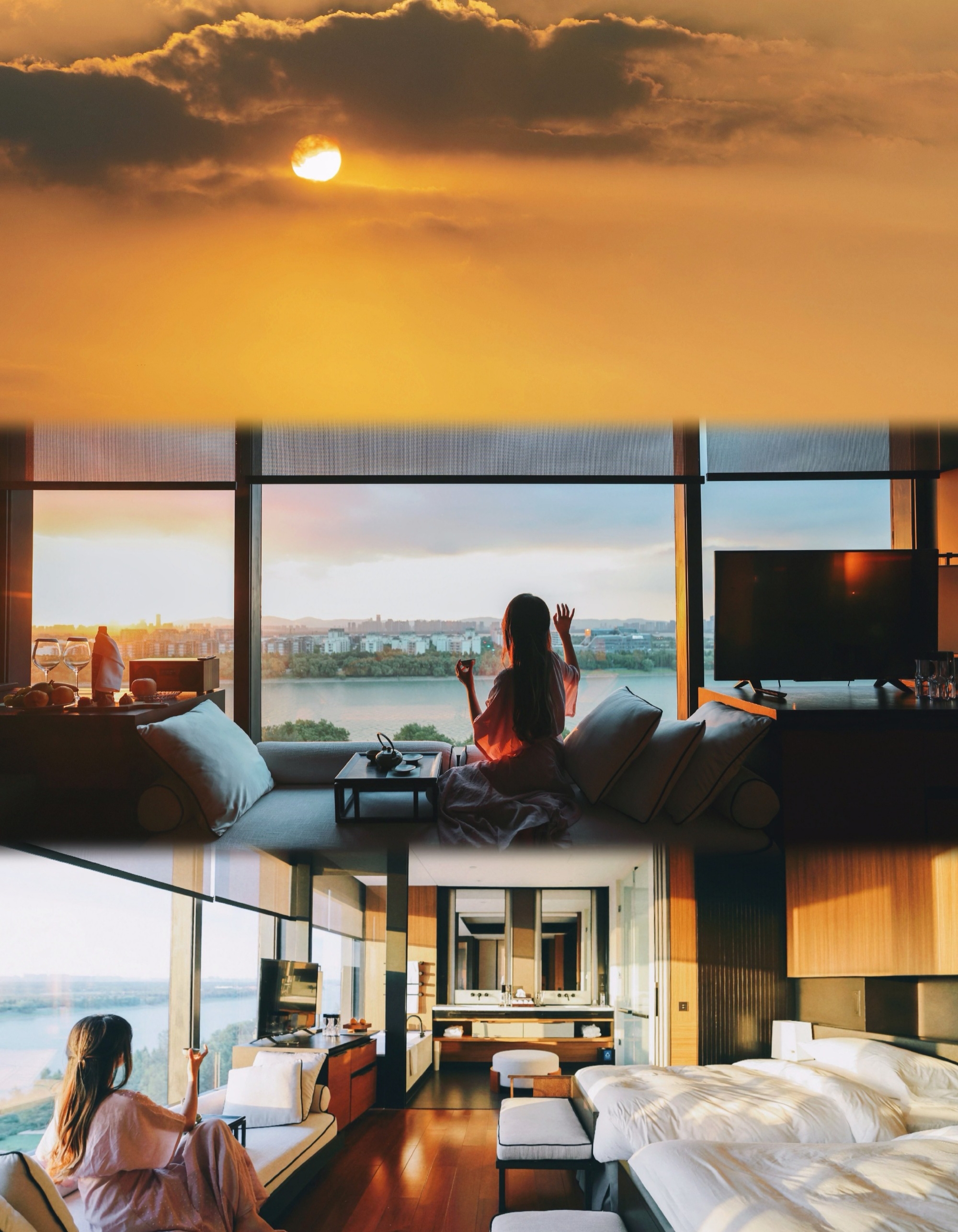 在60平的客房里 你可以把扬子江的风光尽收眼底