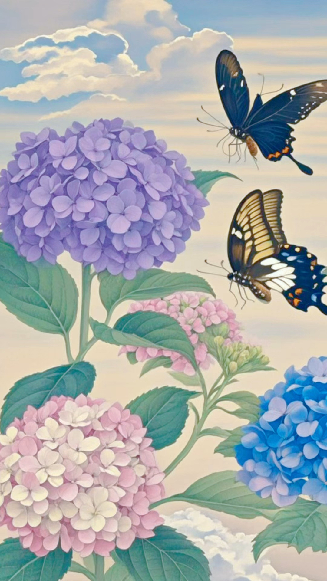 花开无尽夏,原创国画绣球花