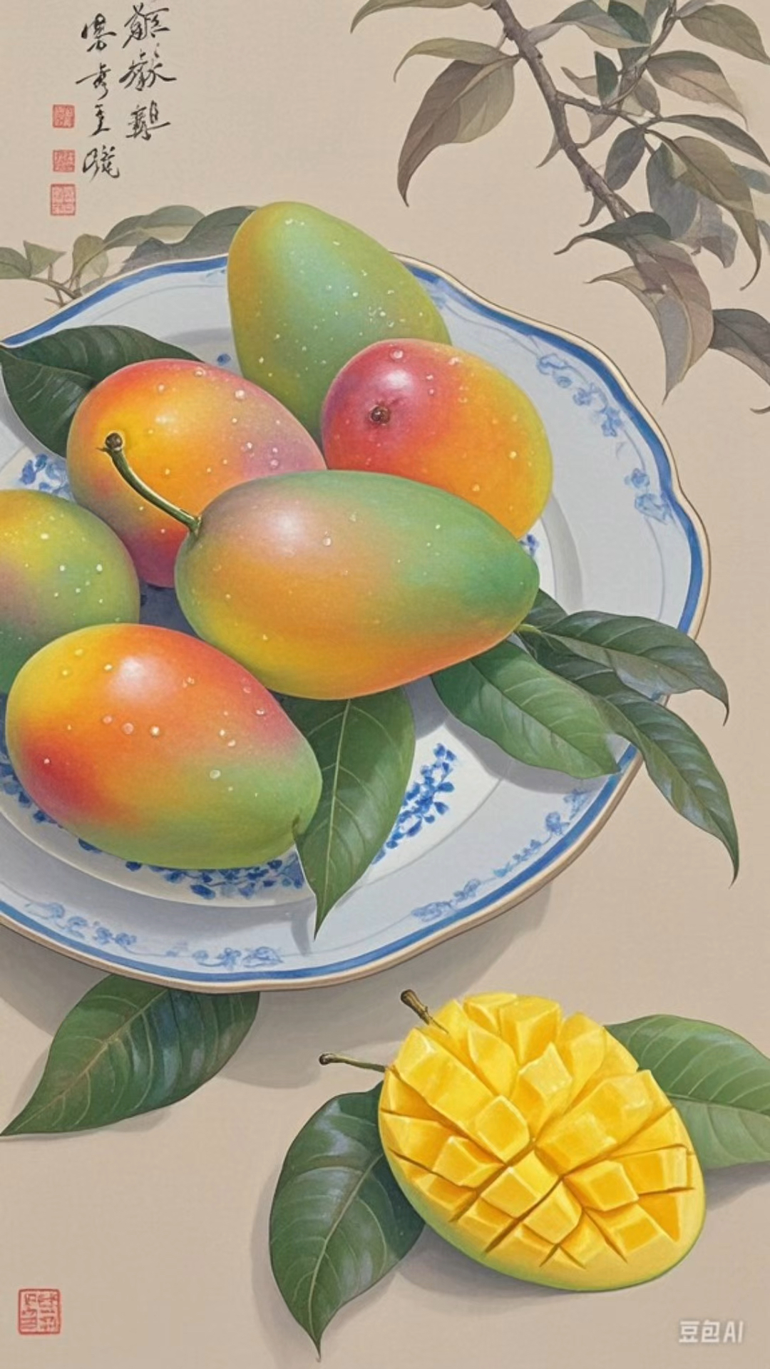 原创国画芒果图!