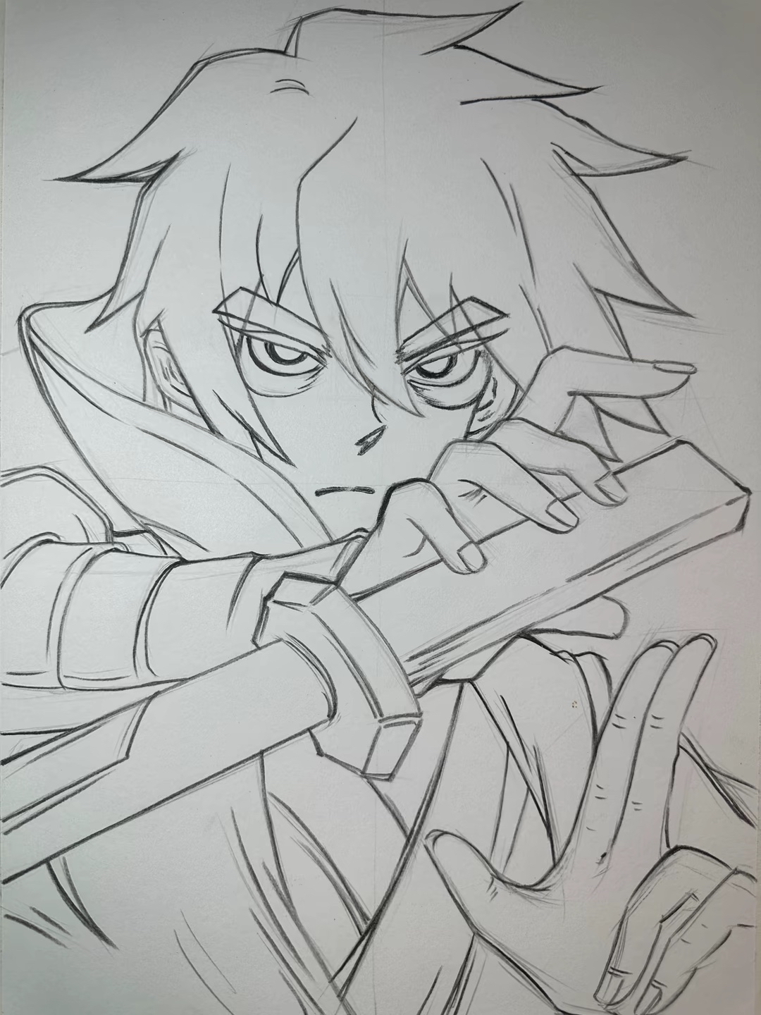 动态连更挑战# 帅气的动漫人物伍六七素描排线绘画过程图分享