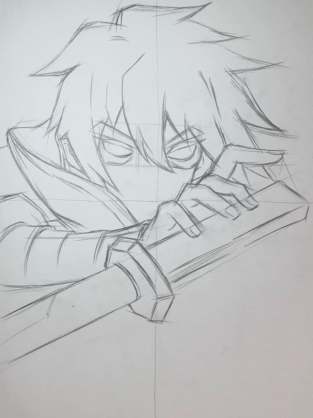 动态连更挑战# 帅气的动漫人物伍六七素描排线绘画过程图分享