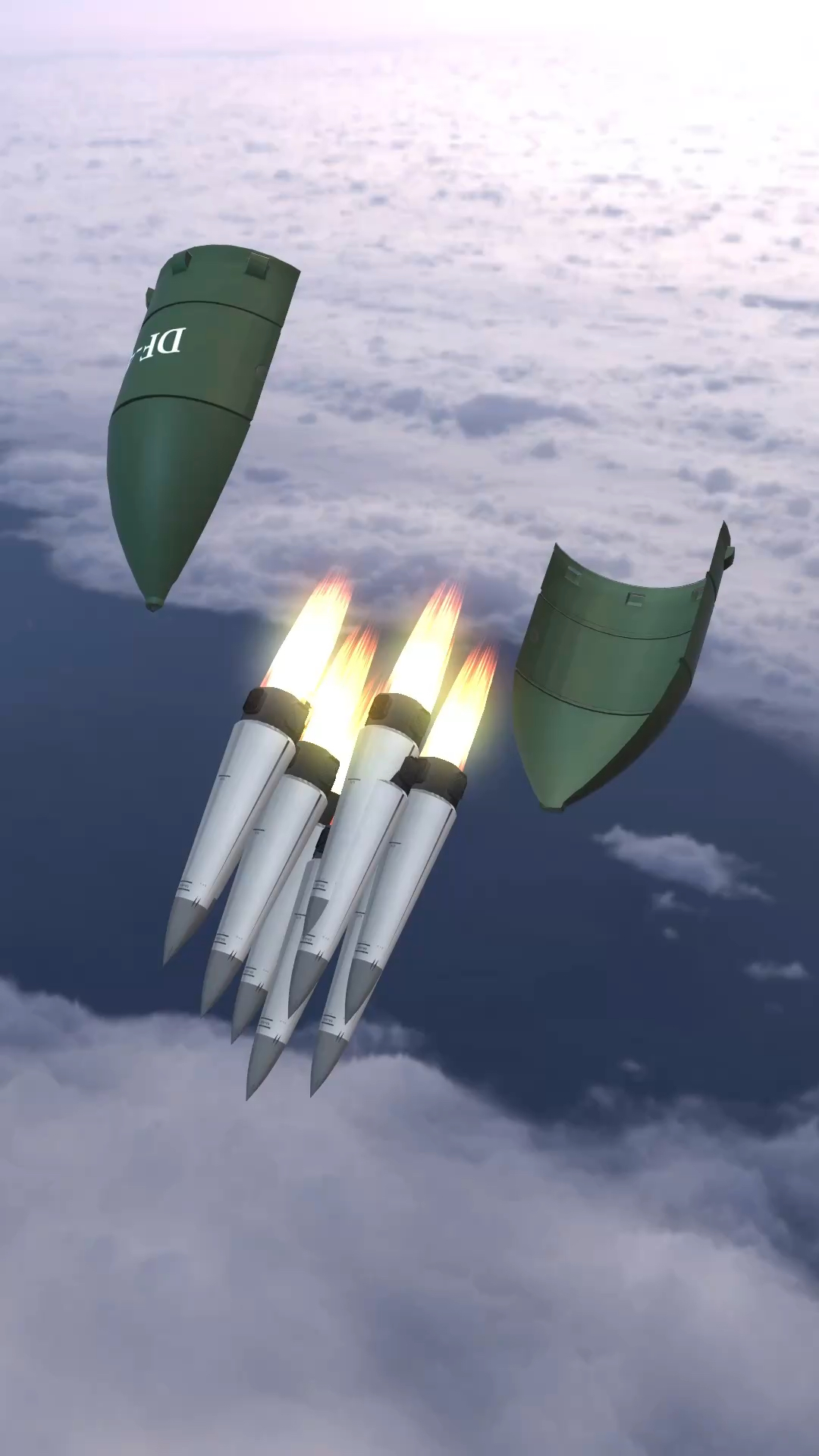 洲际弹道导弹分离模拟演示!