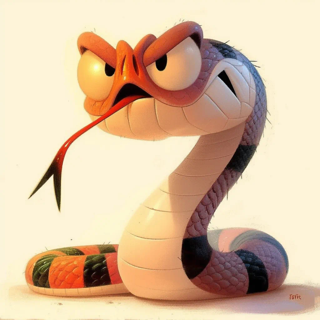 一条可爱小蛇在游走, 它身姿蜿蜒,轻盈如风,鳞片闪闪,映着日光的温柔