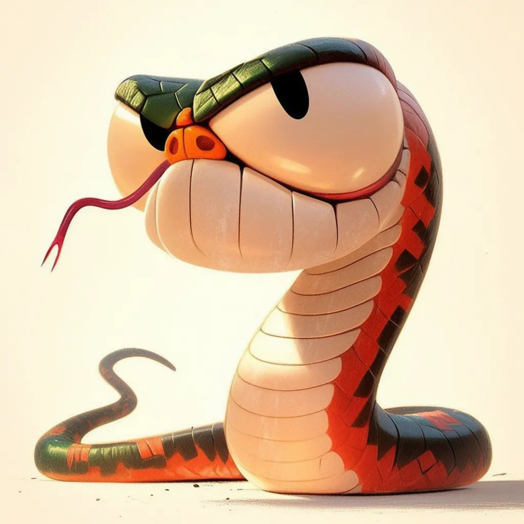 一条可爱小蛇在游走, 它身姿蜿蜒,轻盈如风,鳞片闪闪,映着日光的温柔