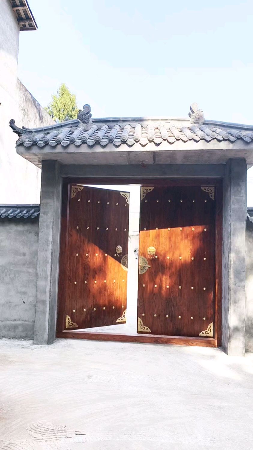 中式四合院别墅庭院大门农村自建房实木大门旧房小院改造仿古木门