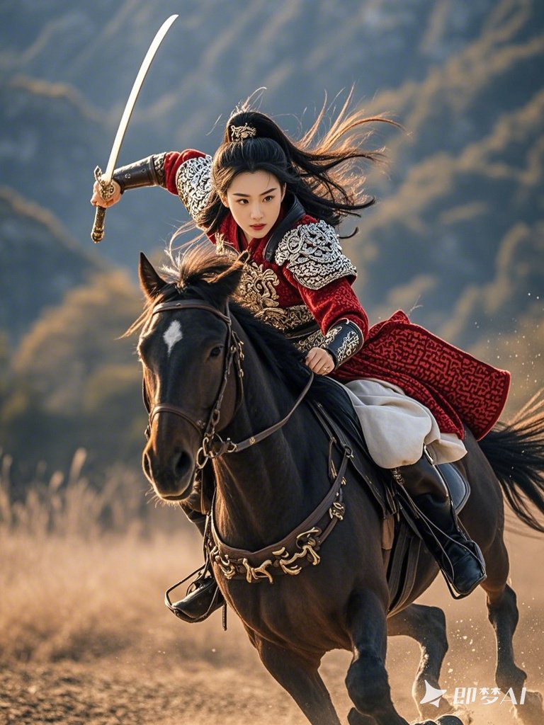 女中豪杰花木兰, 谁说女子不如男? 木兰杀敌冲在前. 千万敌军也胆 !!