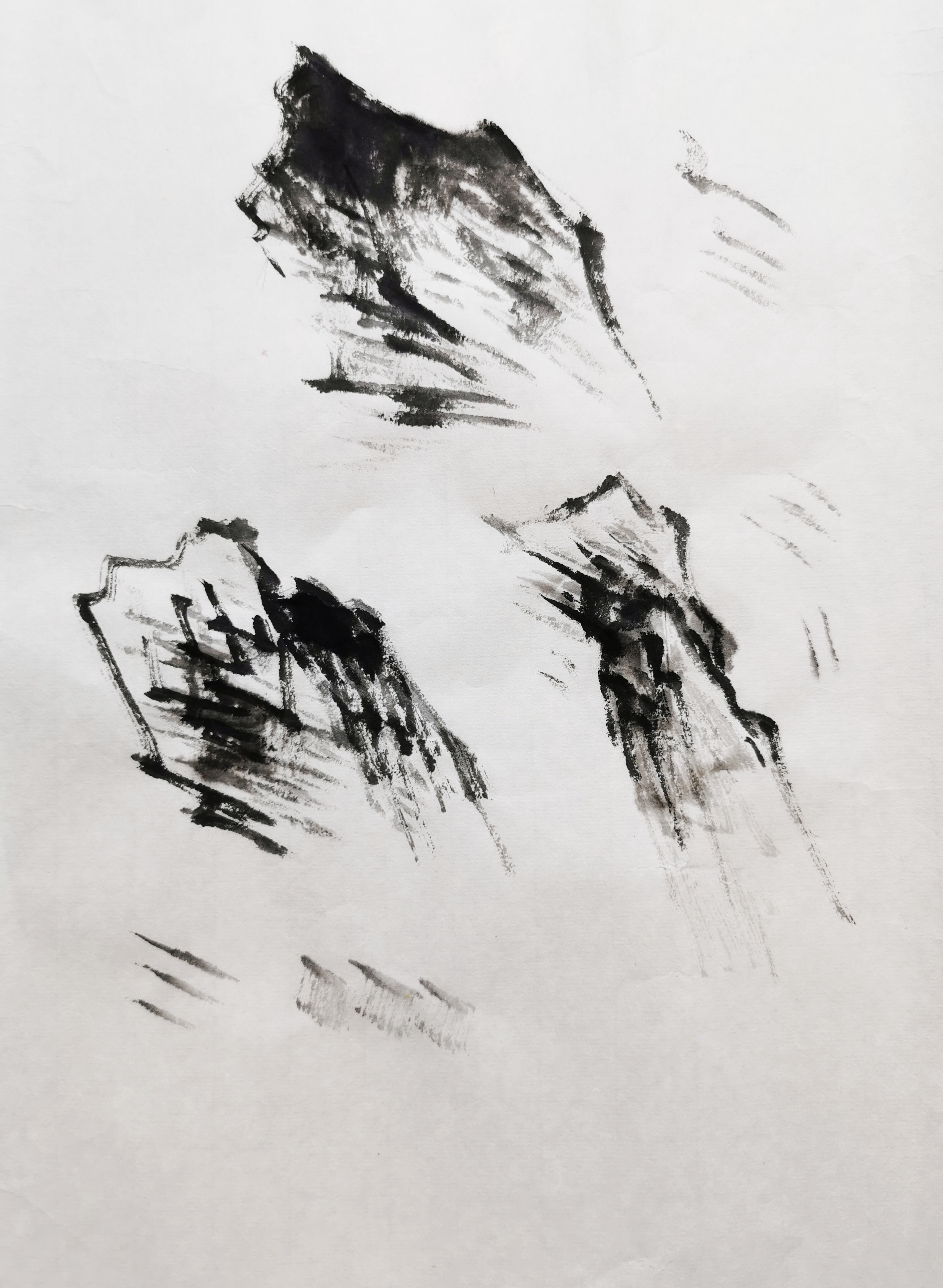 漓江山水专栏第十二课临摹图 山石勾皴法