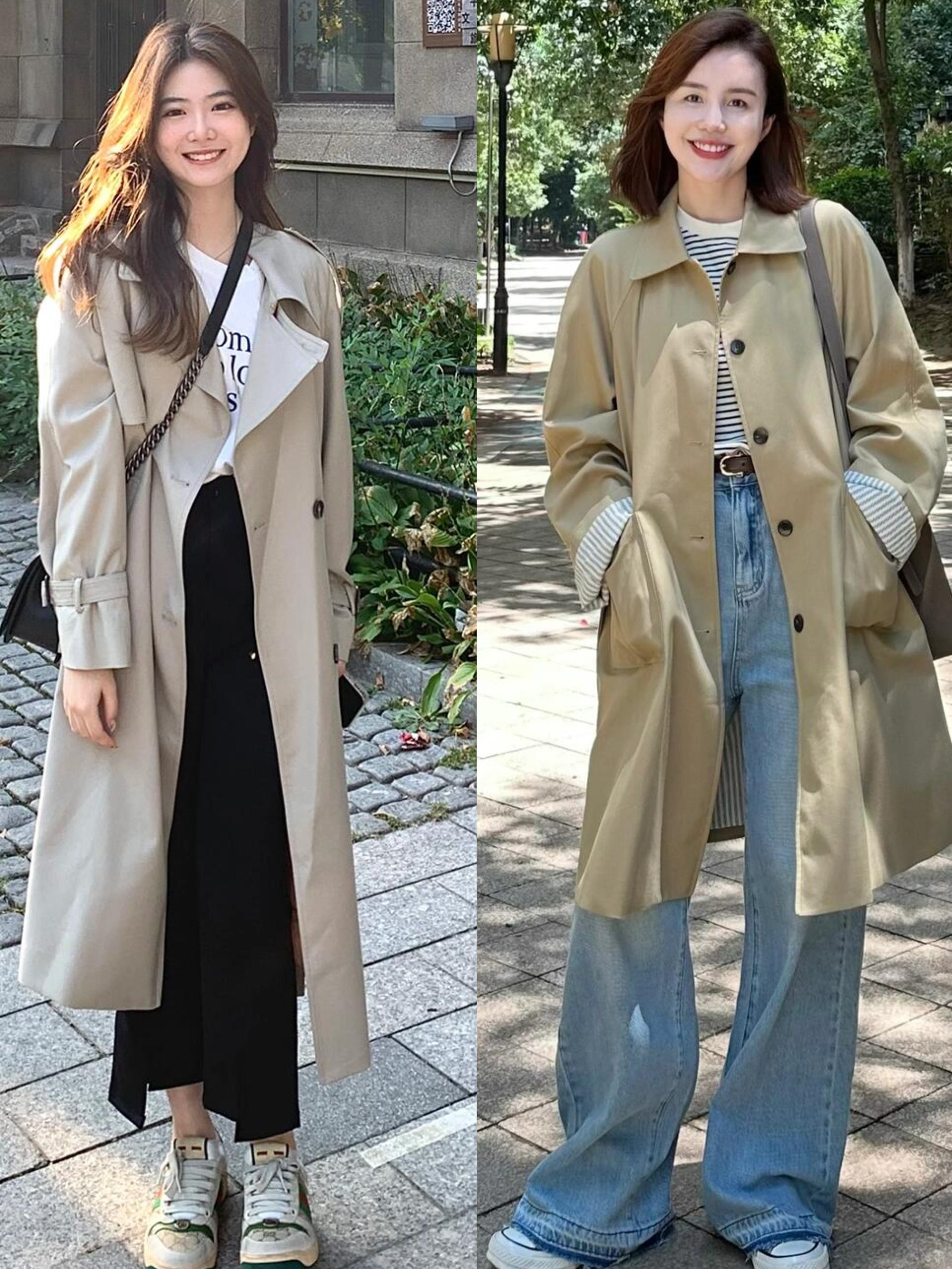 秋冬季女生长款风衣搭配裤子有哪几种穿搭?