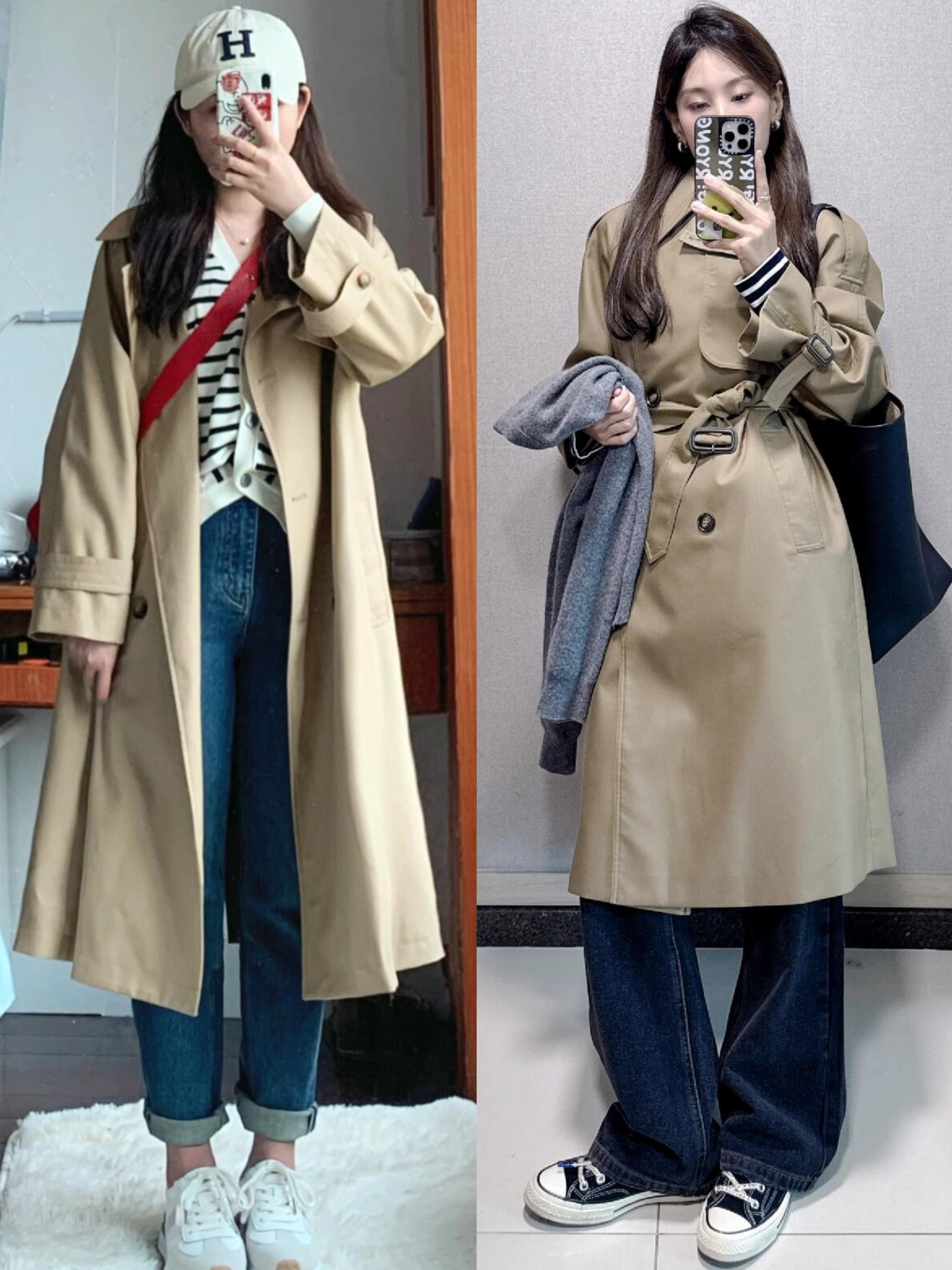 冬季女生长款风衣内搭以下什么裤子会很时髦:先说直筒裤是不错的选择